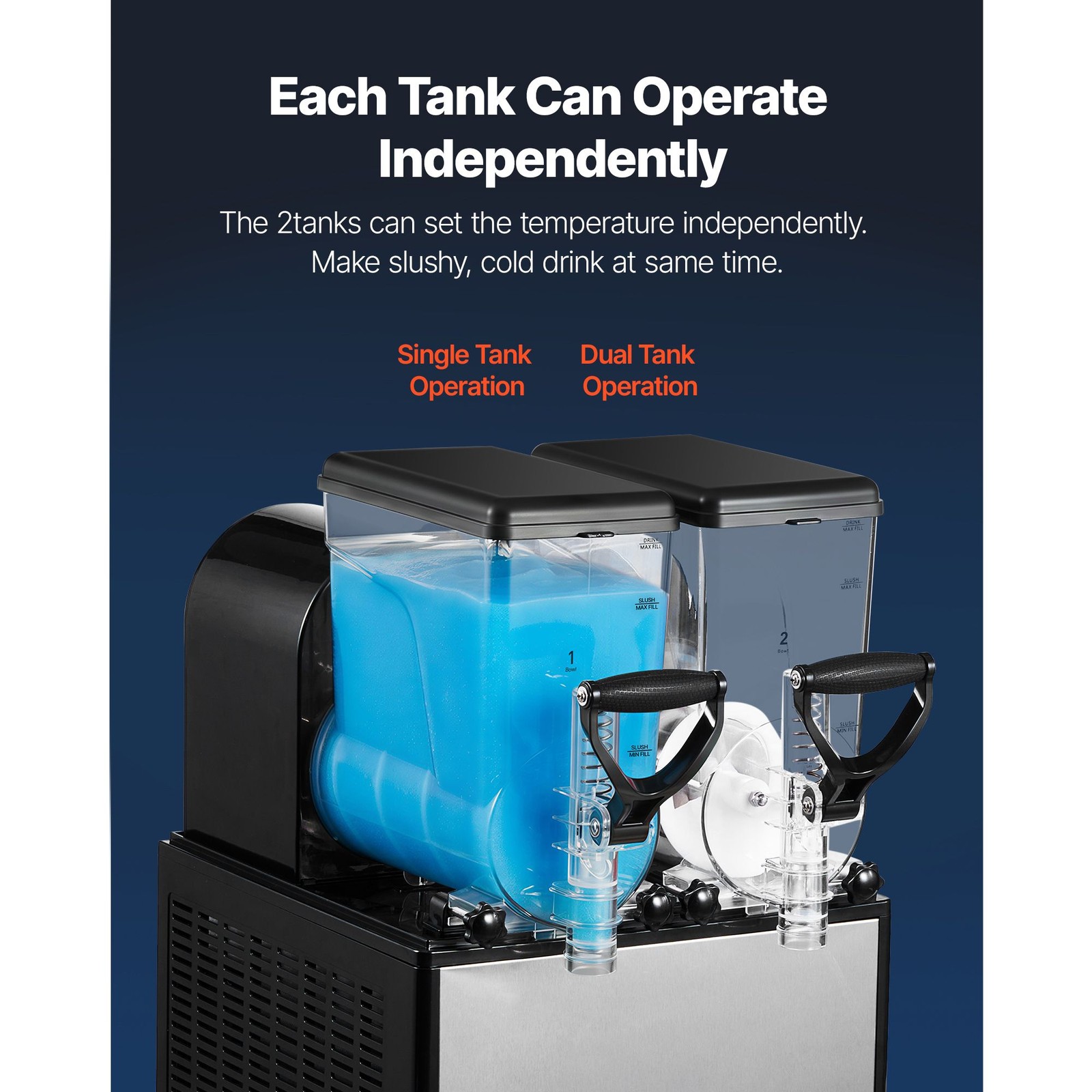 Slushie Machine, 6L/ 1.6Gal x 2 Tank Commercial Slushy Maker, Frozen Drink Maker