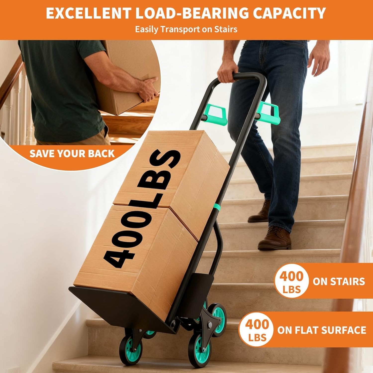 Stair Climber Hand Truck Dolly Heavy Duty Stair Climbing Cart 440 Lbs Capacity
