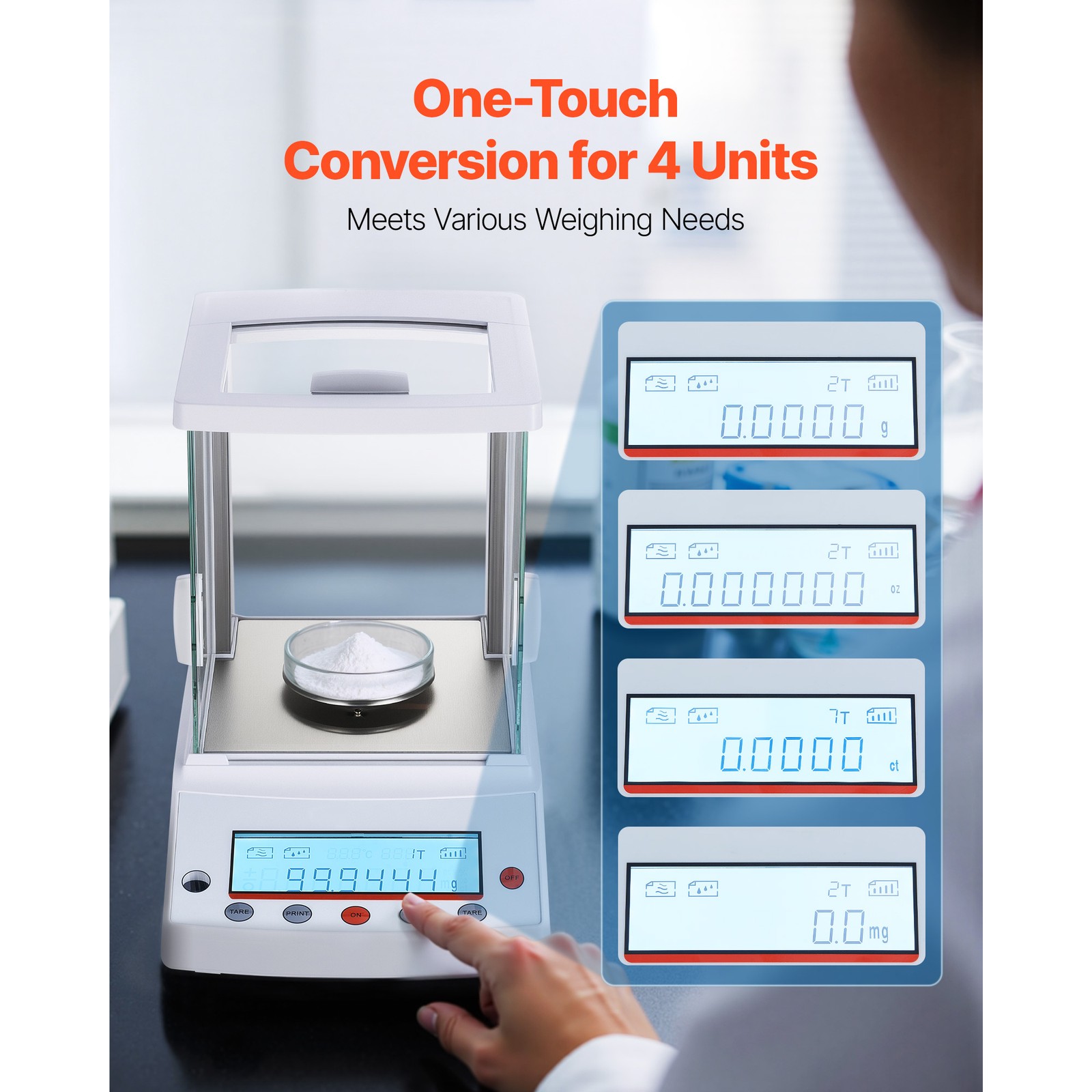 Uimoso Analytical Lab Scale 220g Capacity 0.0001g Precision, 4 Measurement Units