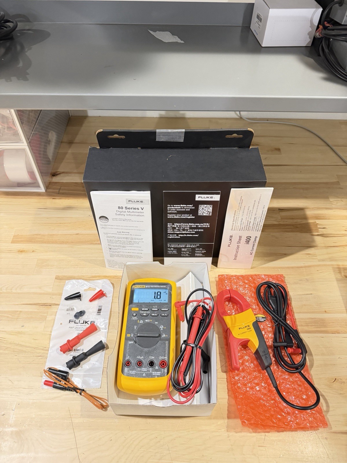 FLUKE 87V/IMSK INDUSTRIAL MULTIMETER SERVICE KIT W/ i400 AC CURRENT CLAMP