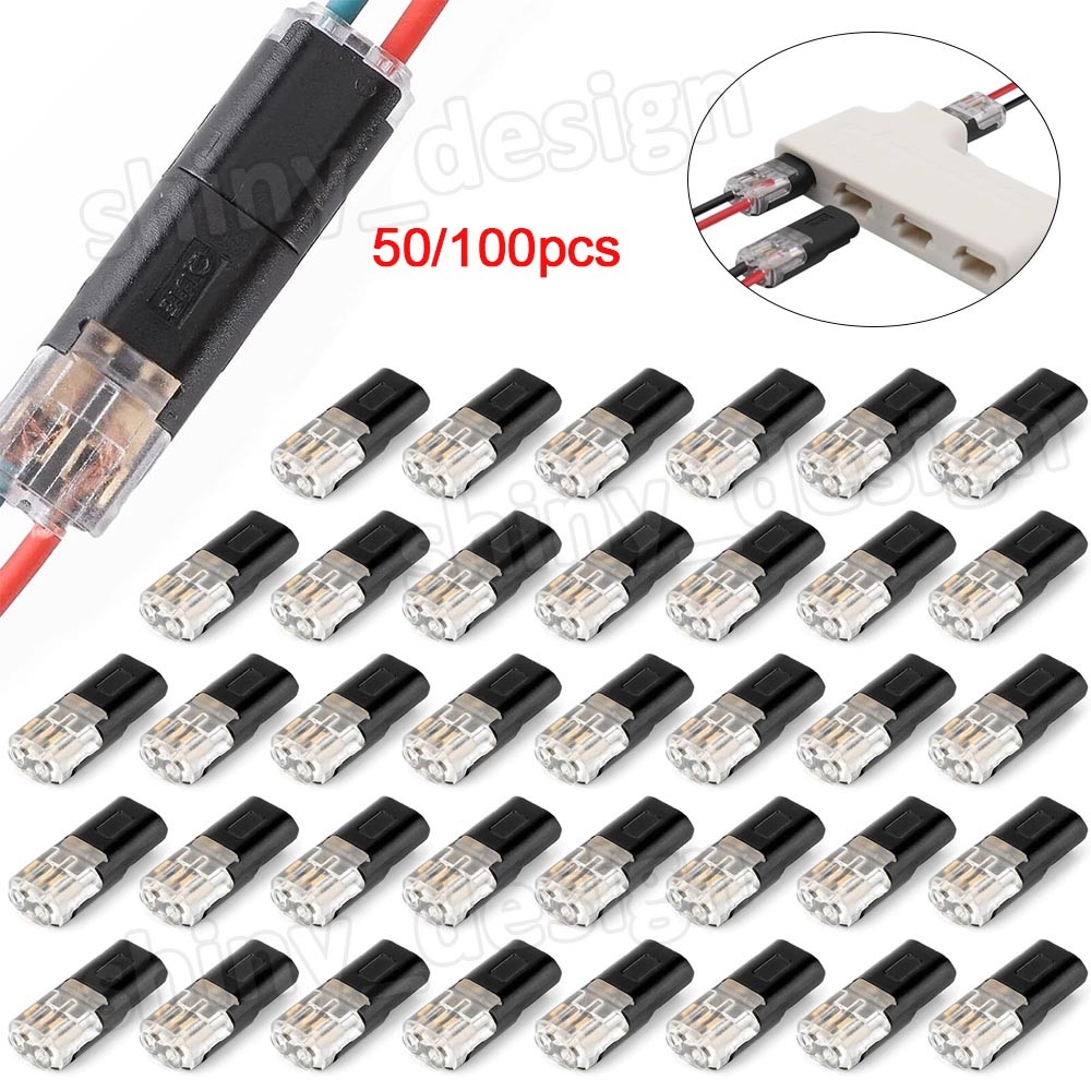 50/100x Double-Wire Plug-in Connector Cable Clamp with Locking Buckle AWG 18-22