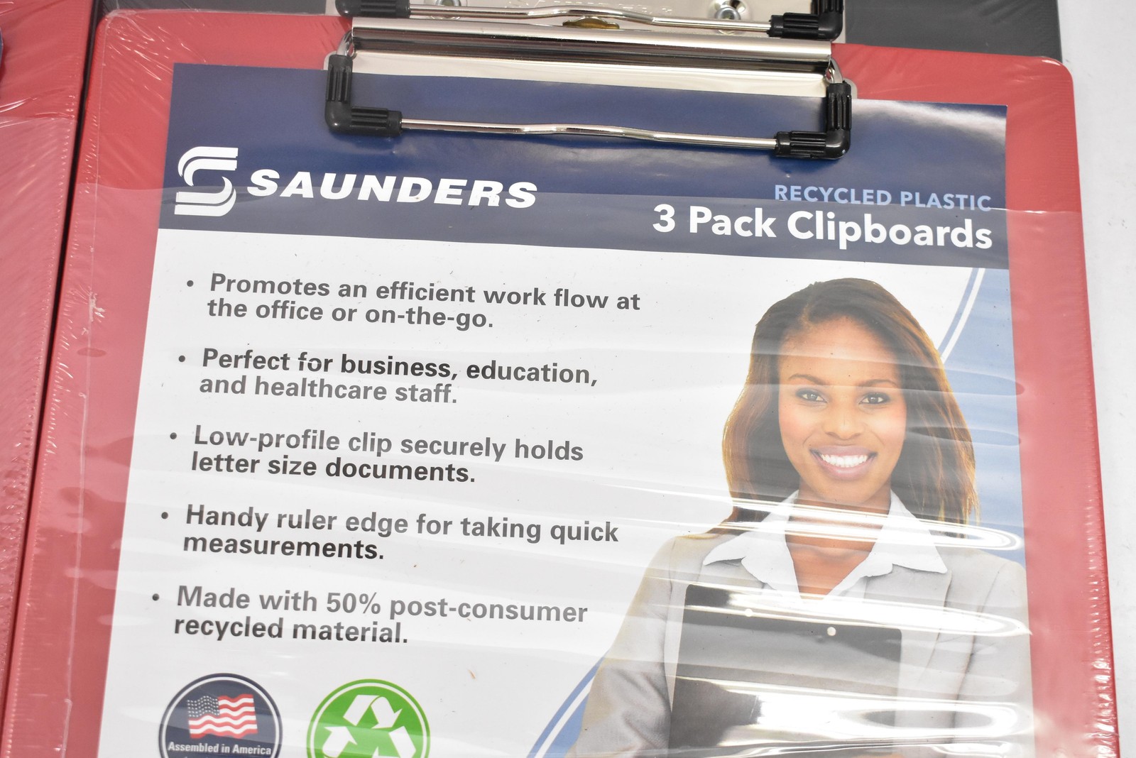 SAUNDERS Recycled Plastic 3 Pack Clipboards Lot Of 14 Assorted Colors Office