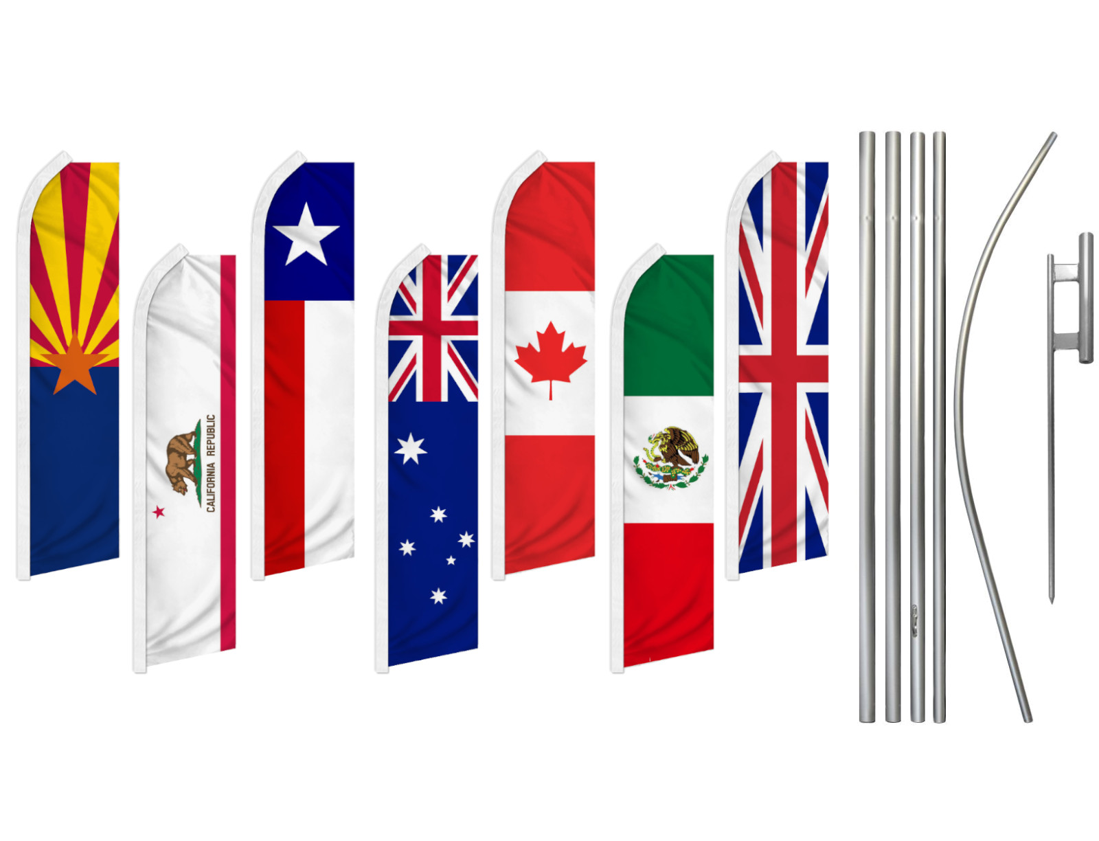 Country & State Swooper Feather Flutter Flag Pole Kit Promotional