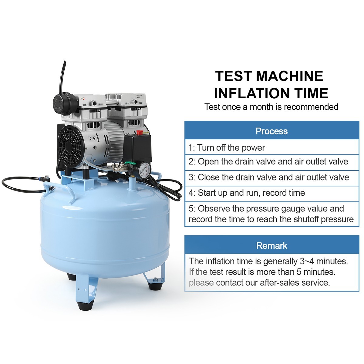 FDA CE Portable Dental Mobile Silent Oil-Free Air Compressor 24L/40L Air Tank
