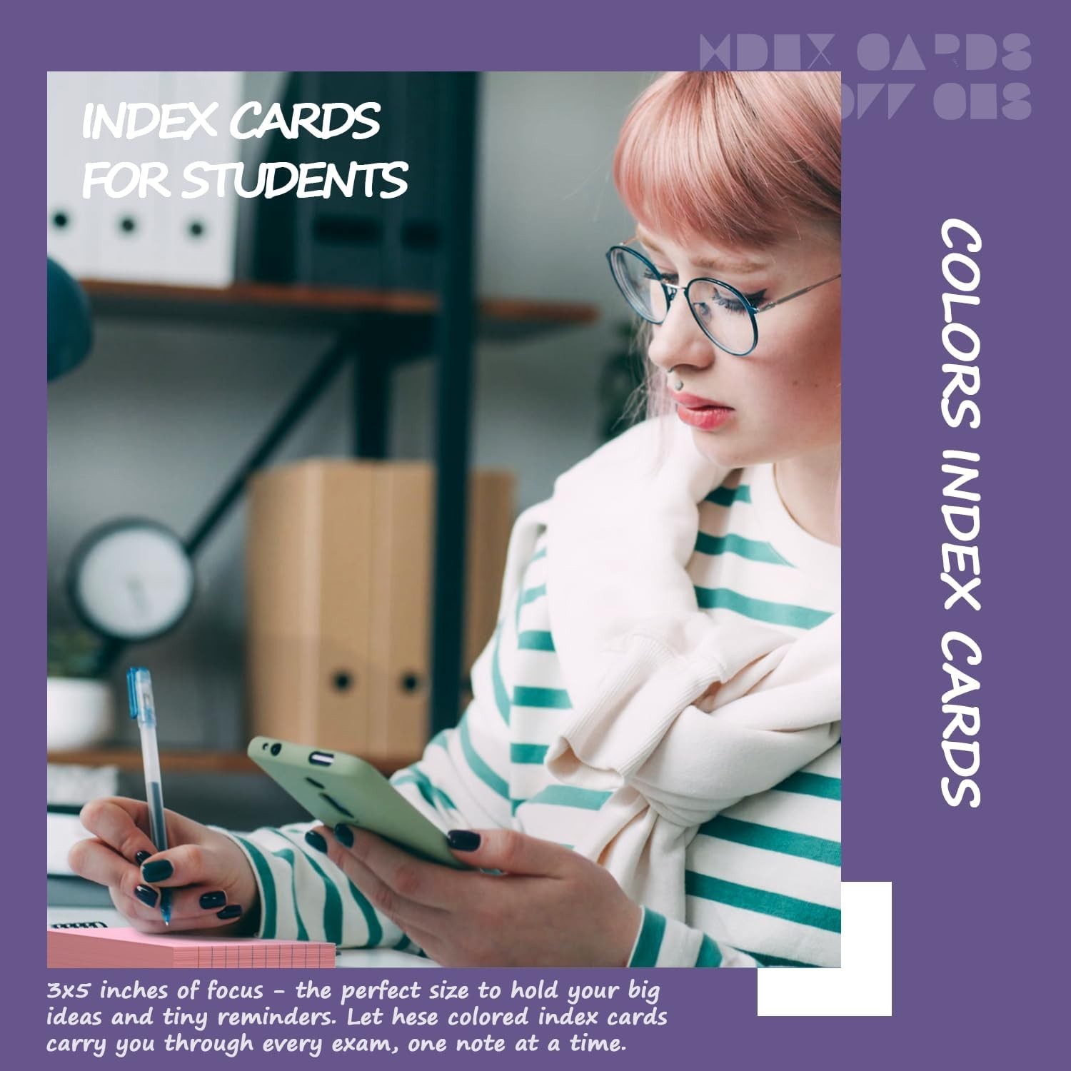 Colored Index Cards 3×5 Inch – 200 Count, Ruled Index Flash Cards for Studyin…