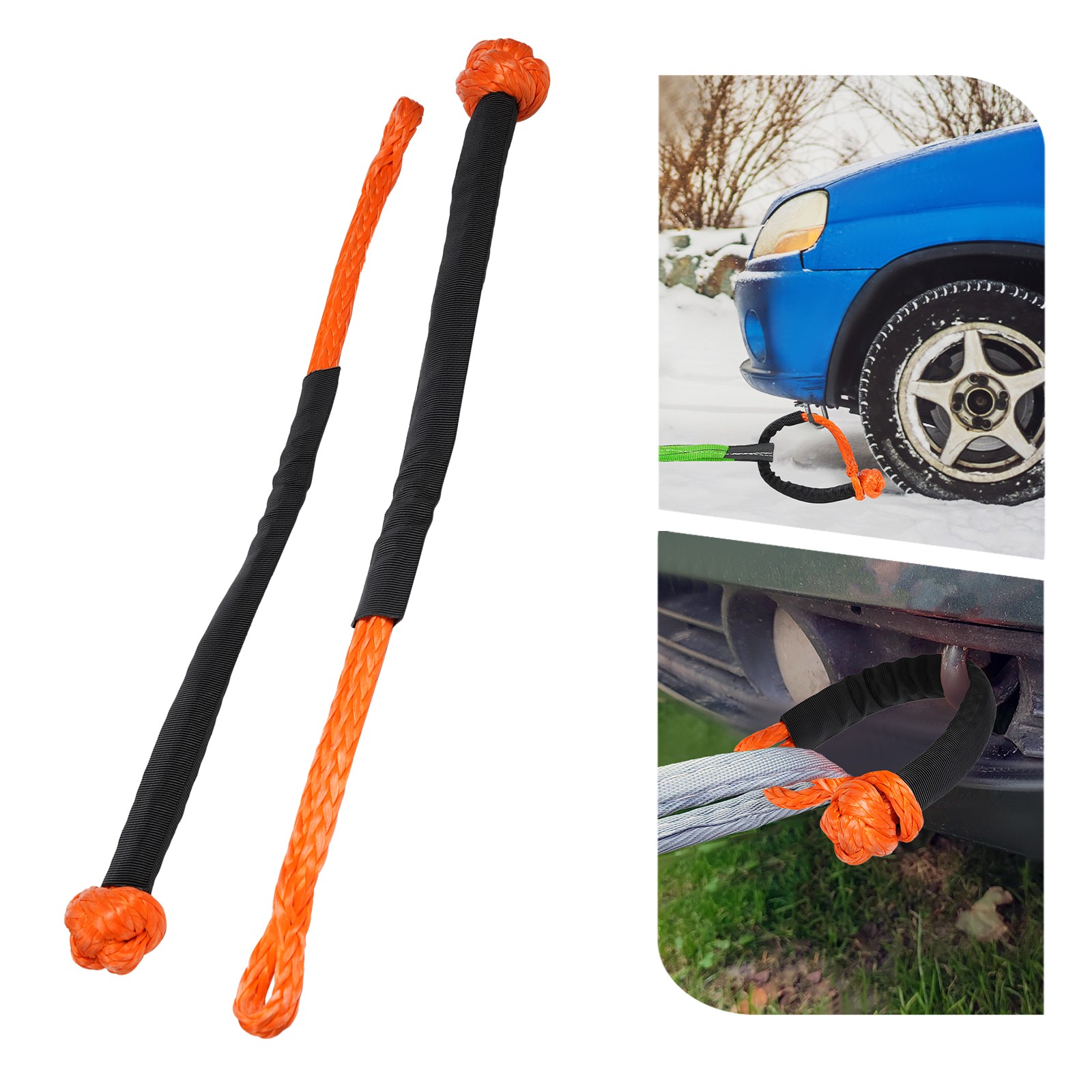 2 PCS 6.8T Soft Shackles Soft Shackle Ropes For Towing Vehicles Or Vessels