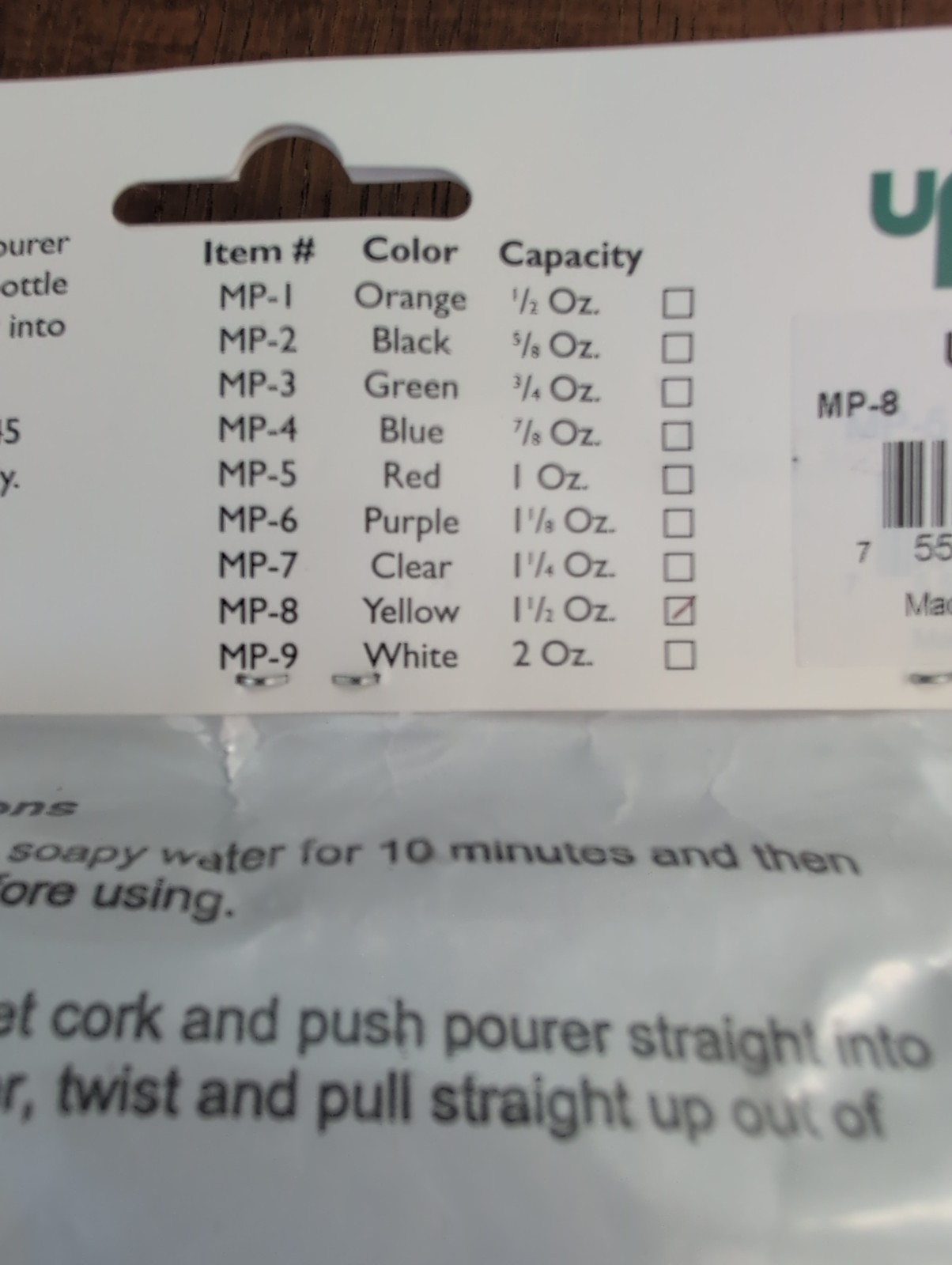 12 Per Bag – Update Int’l 1.5 OZ MP-8 Measured Pourers