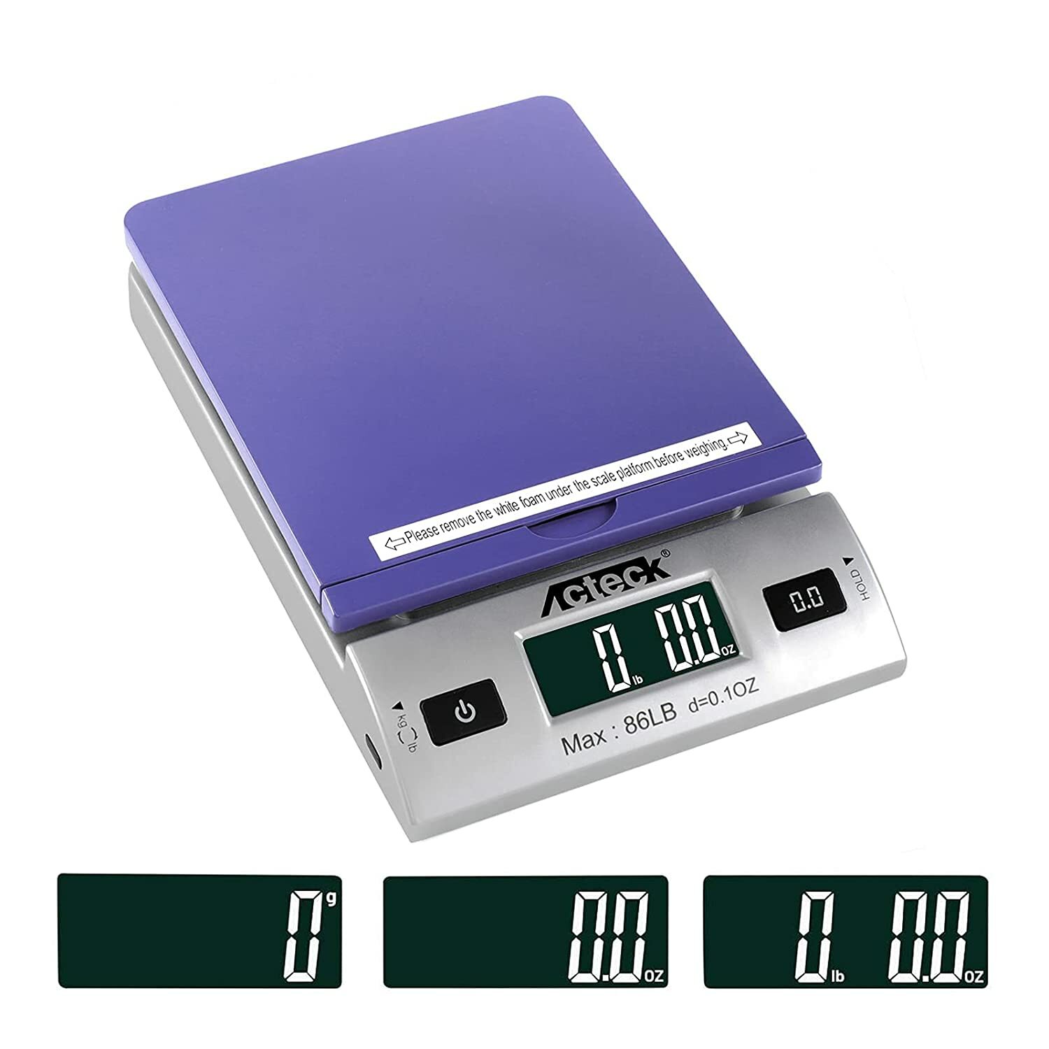 Acteck A-DS86 Blue 86 lb x 0.1OZ Digital Postal Shipping Scale Adapter+Batteries