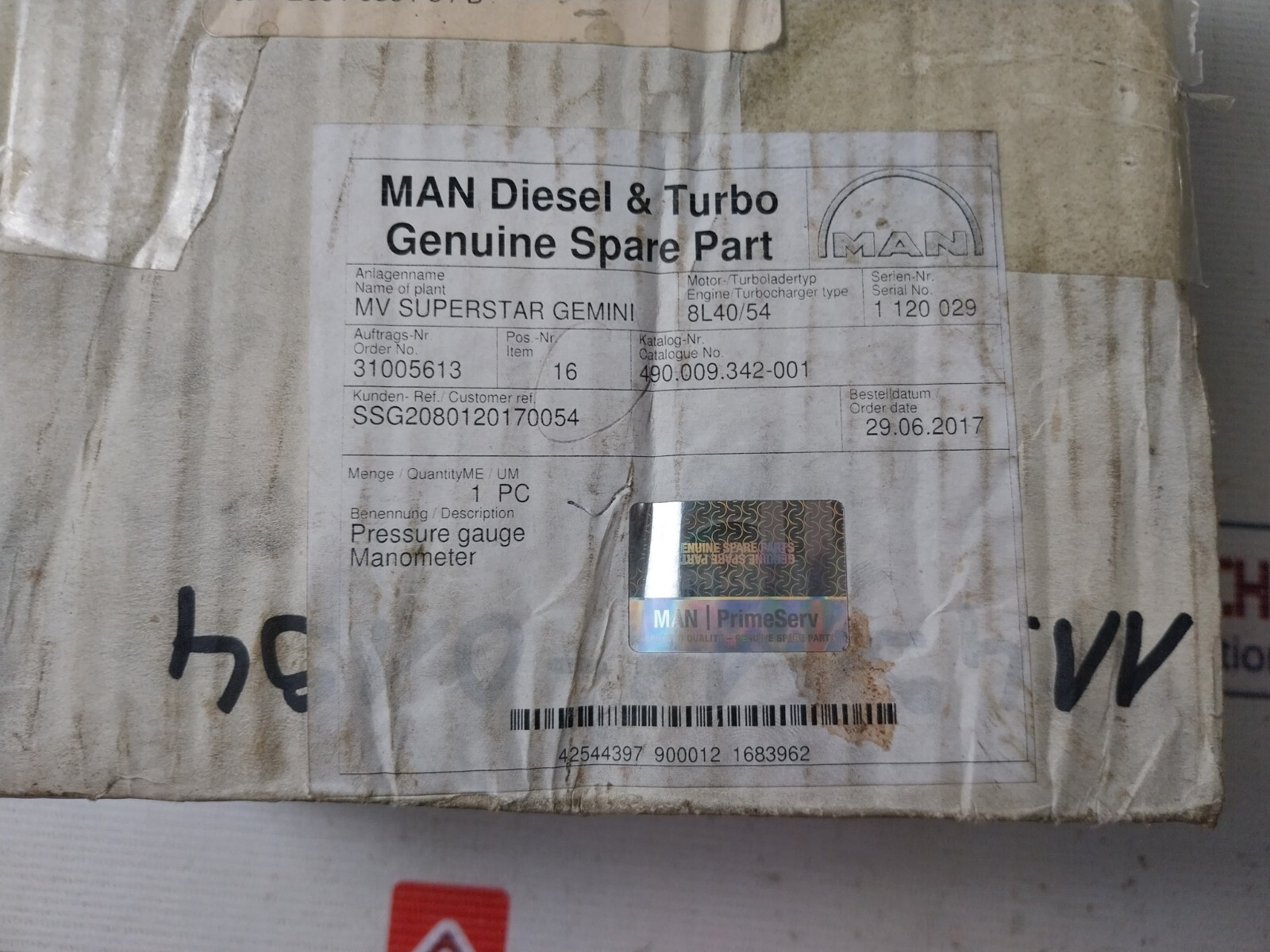 Nife 0-1600 Bar Oil Pressure Gauge 160 MPA