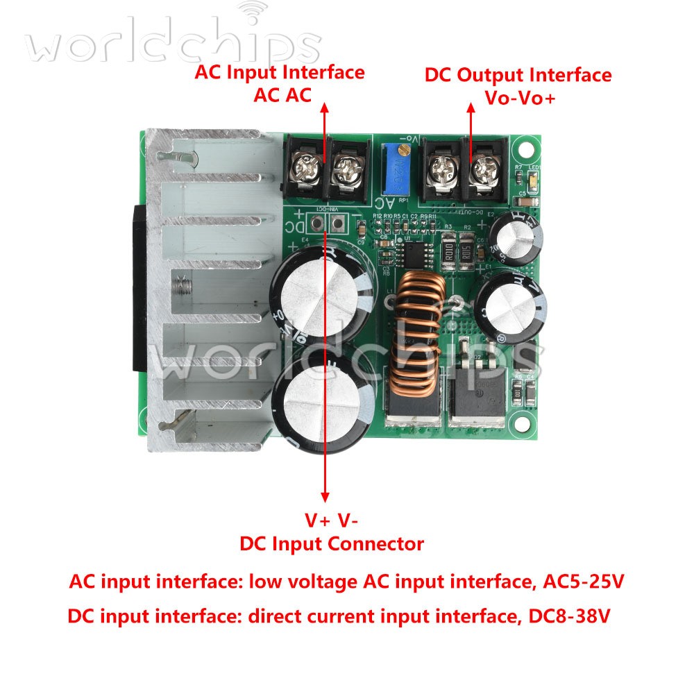 AC 5-25V/DC 8-38V To DC 3.3-32V Buck Power Module Adjustable Voltage Regulator