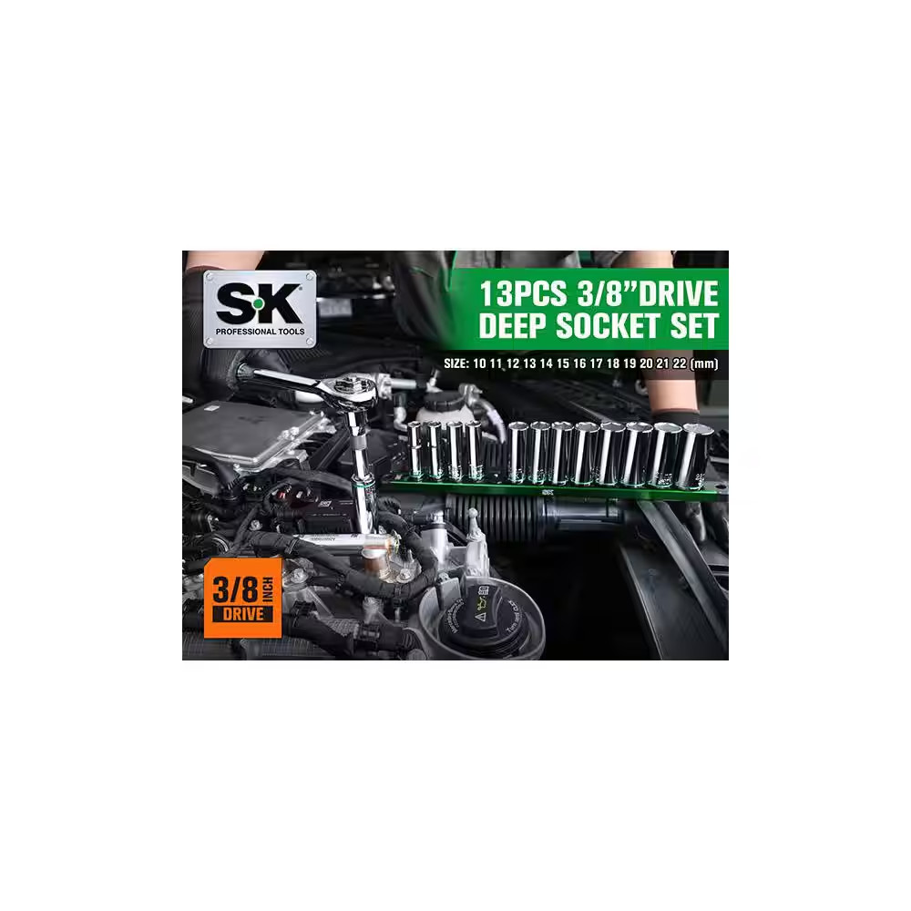SK01347 Metric 3/8 In. Drive Set Deep Socket Set (12 Piece)