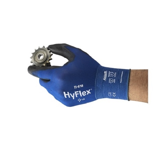 3 Pair Ansell HyFlex 11-618 Polyurethane Coated Precision Glove Size 9