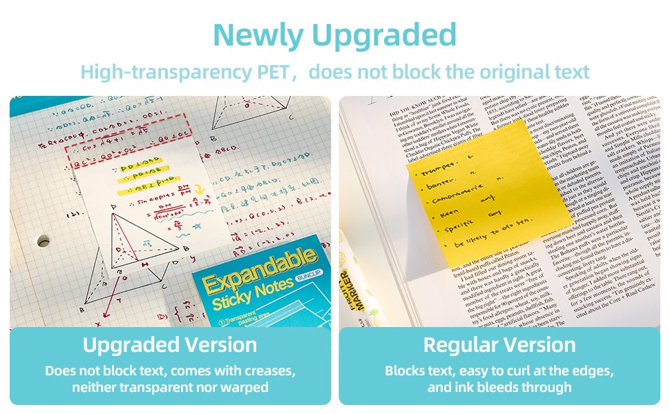 Expandable Sticky Notes, 4 Pack 3×3 Inch White Self-Stick Pads | 40 sheets per
