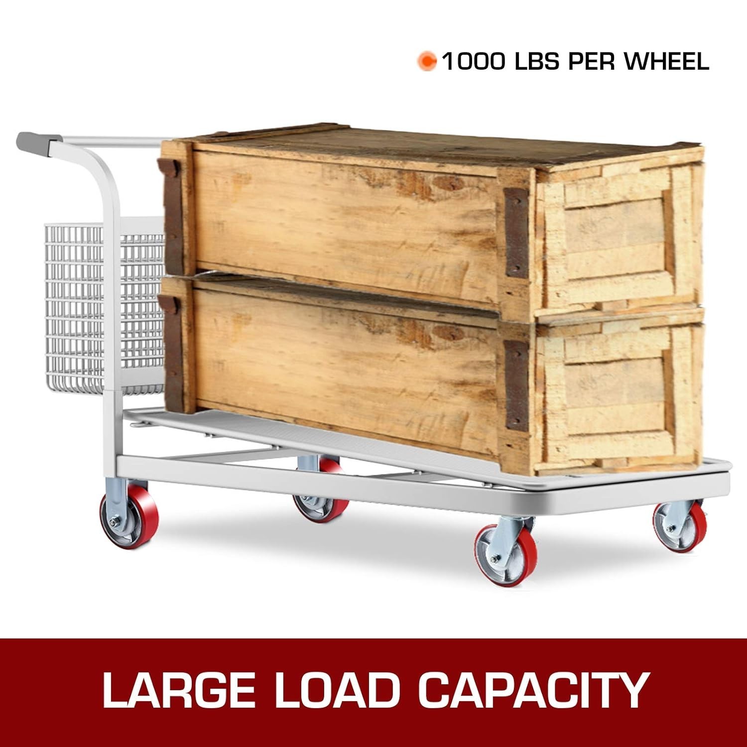 4-Pack 6″ Casters – 2 Rigid & 2 Swivel with Side Brake, 4000lbs Capacity