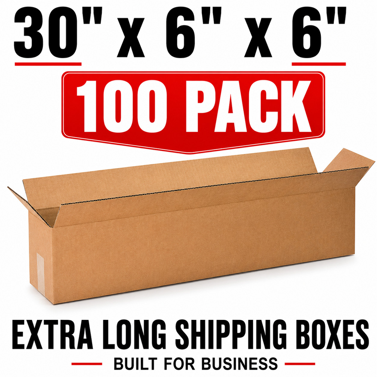100 Boxes 30x6x6″ Long Corrugated Shipping Boxes ECT-32 Kraft Packing Cartons