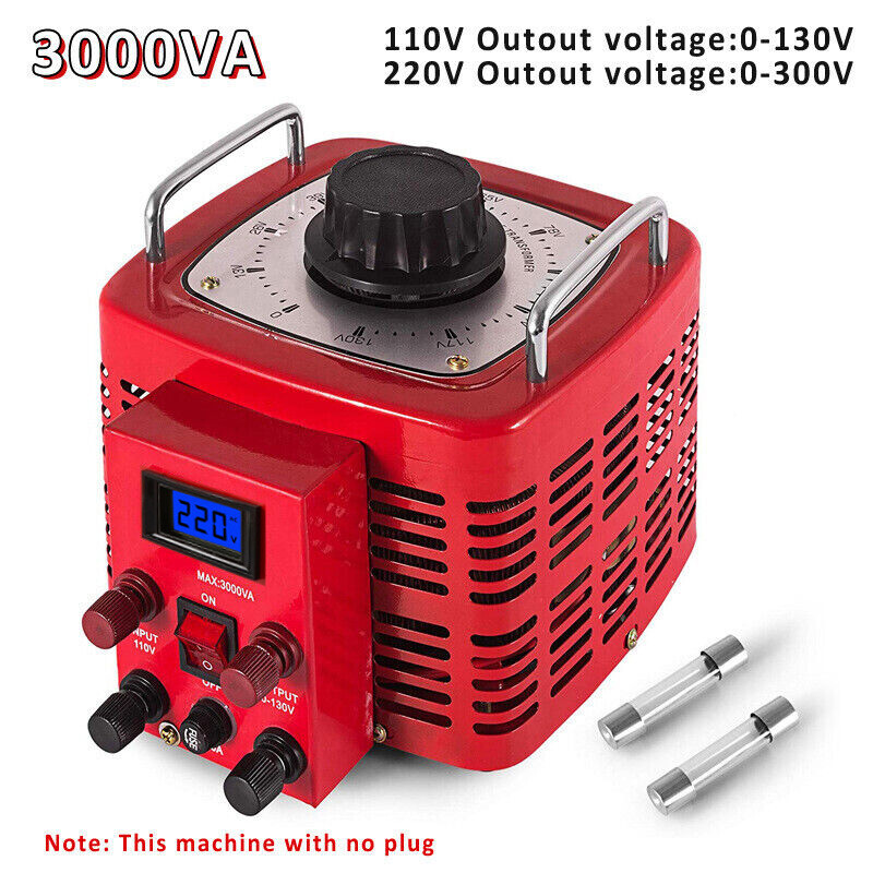 3KVA 110/220V Variac Transformer 0-130V/300V Variable Voltage Regulator Metered