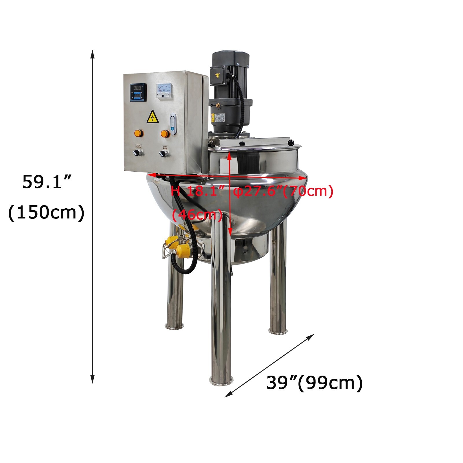 220V Jacketed Kettel Commercial Sandwich Pot Scraper100L 26.5Gal 27.6*18.1in Pot