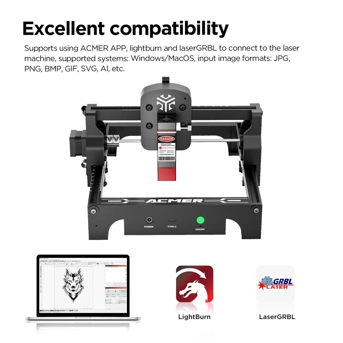 【Refurbished】 ACMER S1 2.5W Mini Laser Engraver – 130×130mm DIY Cutter Machine