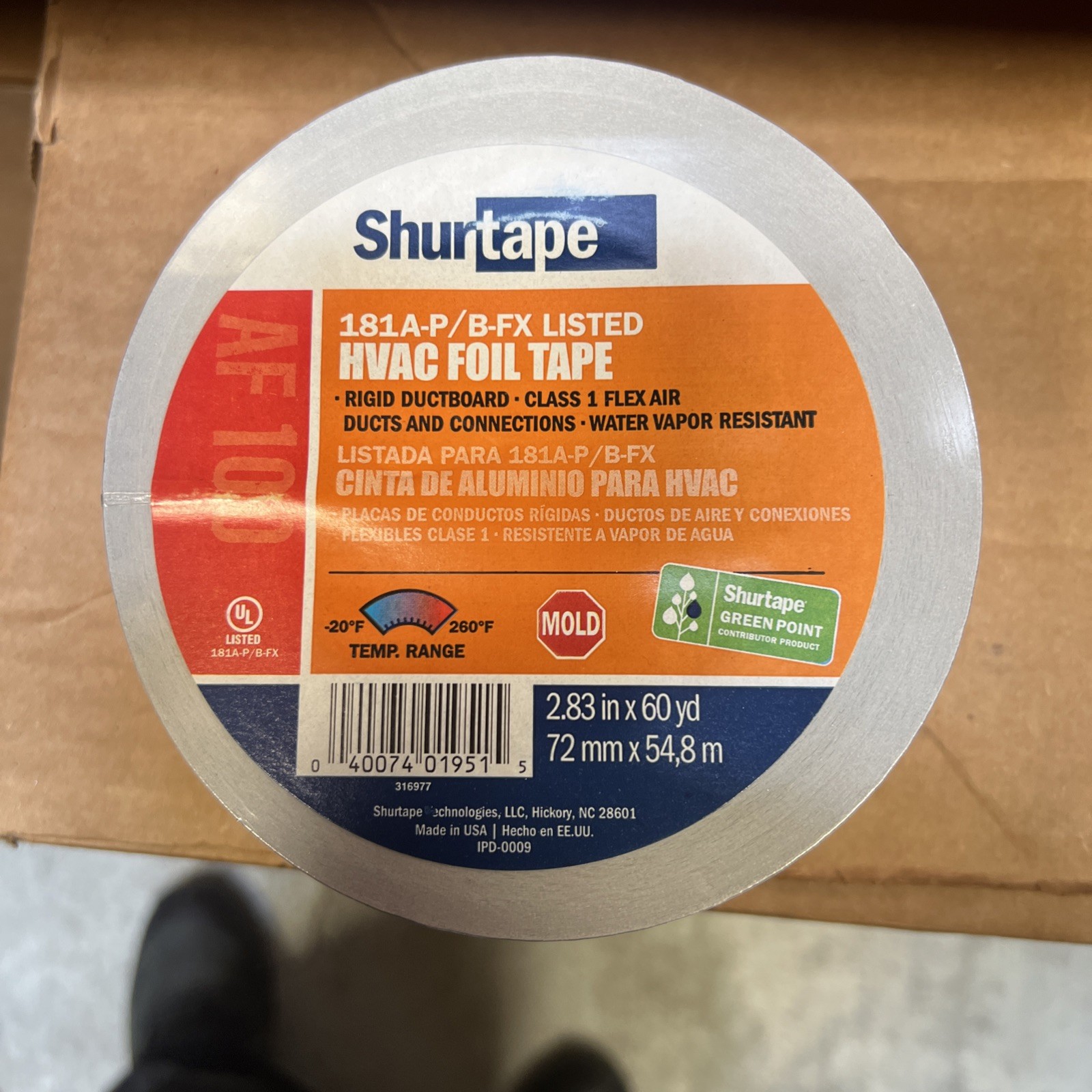 Shurtape AF100 181A-P/B-FX Listed HVAC Foil Tape 2.83in X 60yds