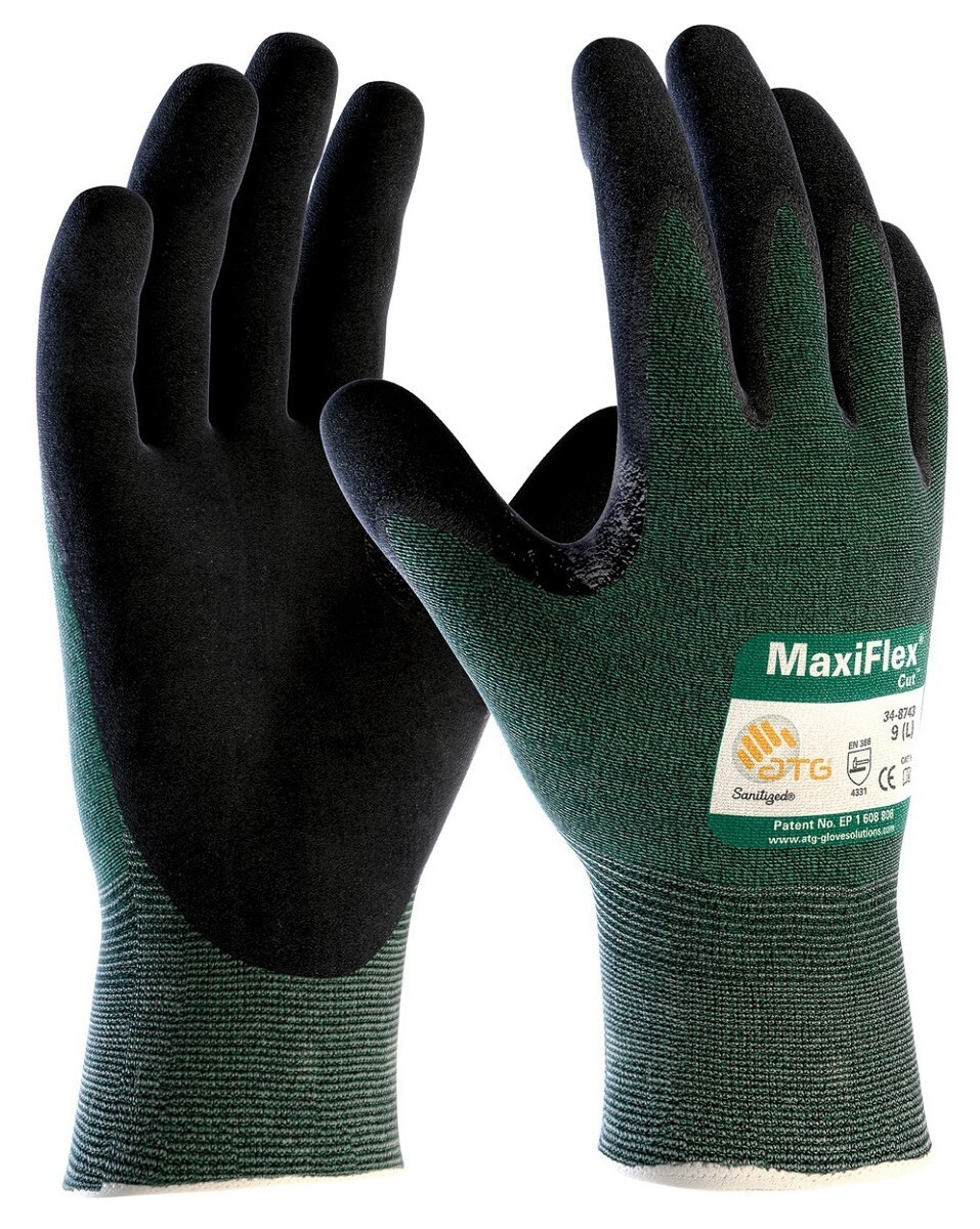 MaxiFlex 34-8743 Micro Foam Nitrile Coated ANSI A2 Cut Resistant Work Gloves 3PR