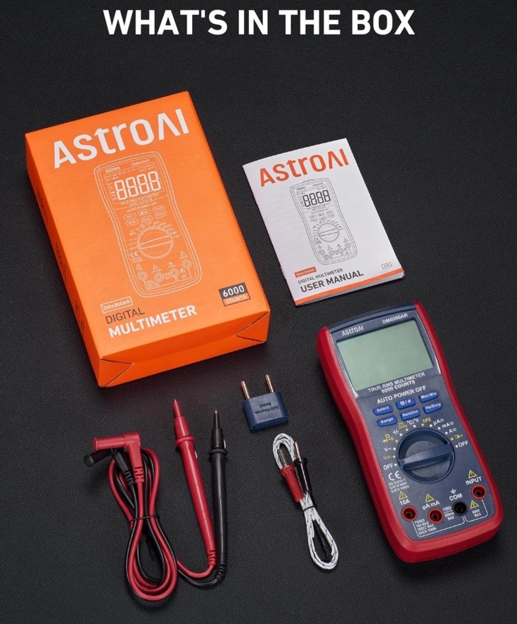 AstroAI DM6000AR True RMS Digital Multimeter 6000 Count CAT III 600V New