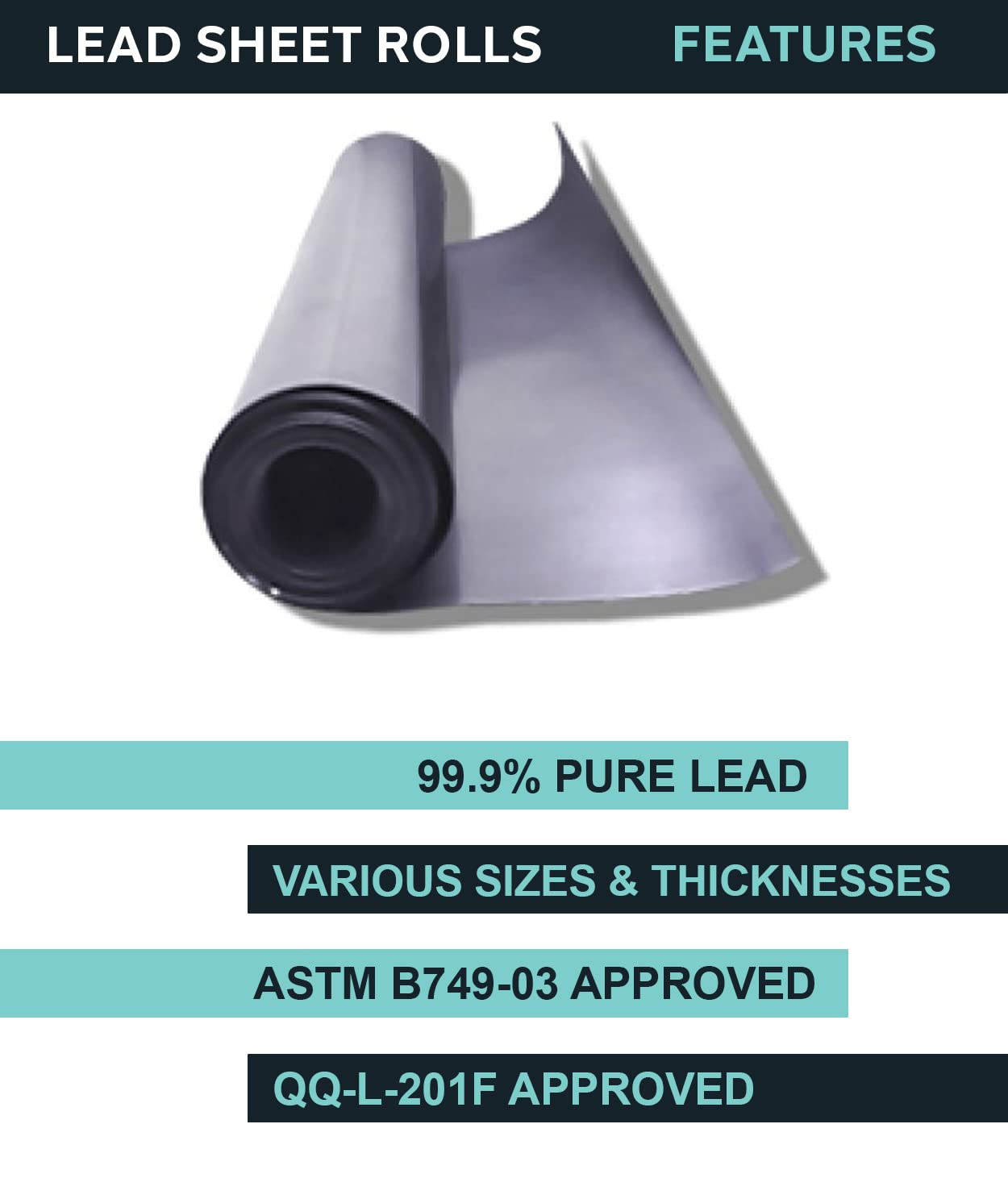 Lead Sheet – Lead Sheeting – Sheet Lead Rolls – (1/32″ X 12″ X 36″) – 1 Pack