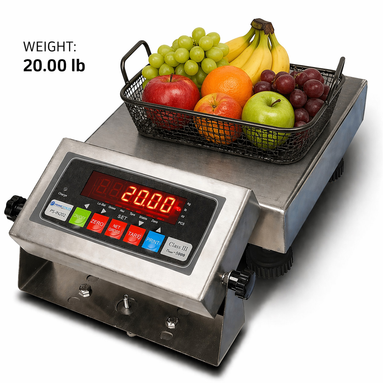 Prime Scales 9″x9″ Bench Scale 20lb x 0.005 lb Stainless Steel Washdown NEW