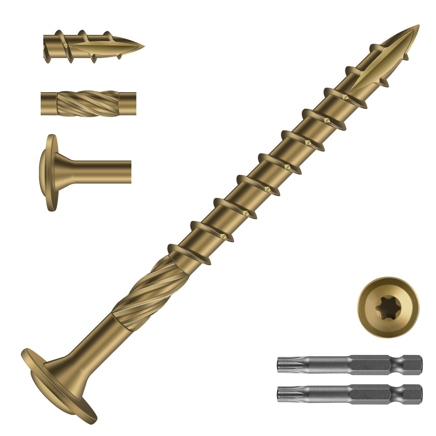 #14×3 Inch Bronze Carbon Steel Washer Head Structural Lag Screws T30 264 PCS