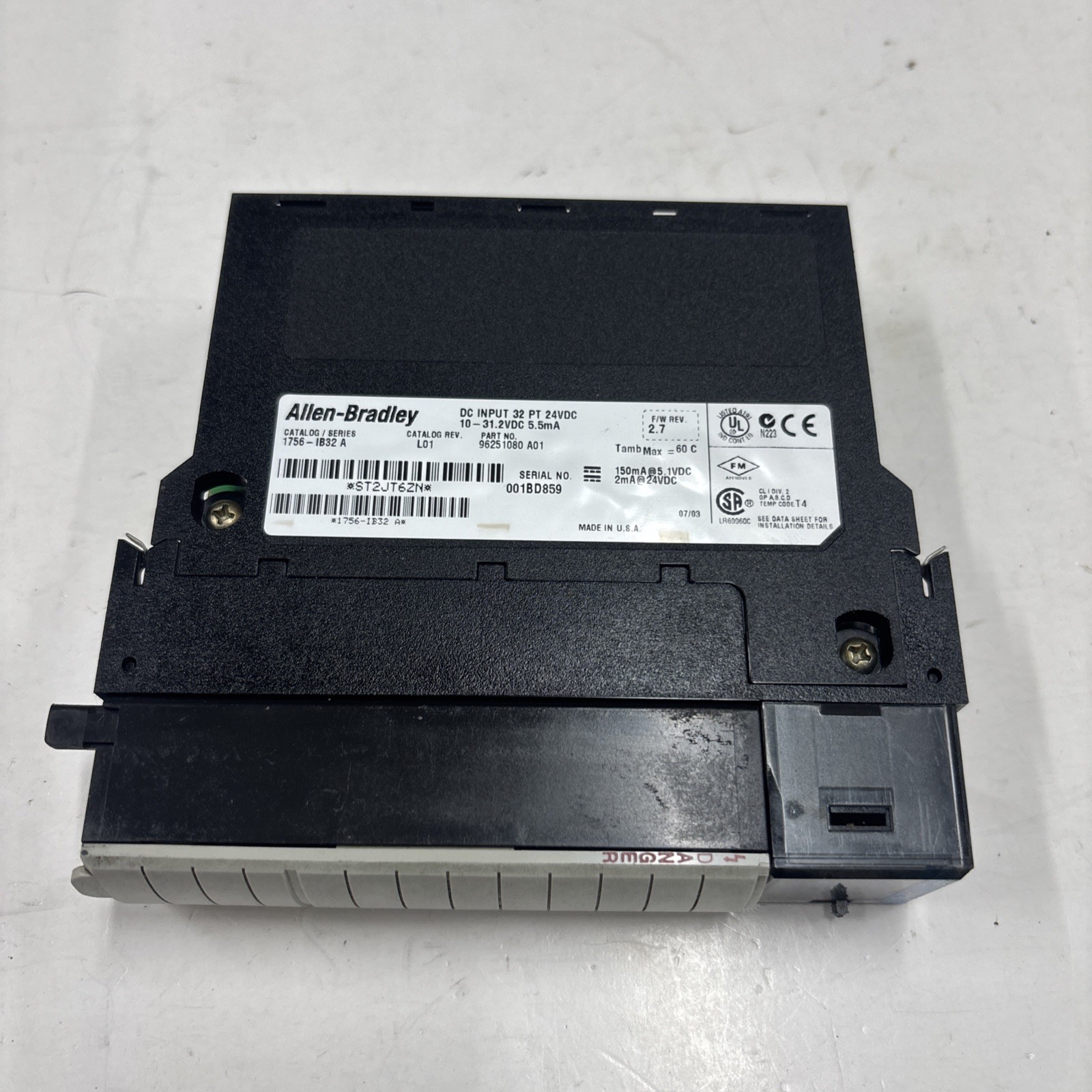 Allen-Bradley 1756-IB32 SER. A 96251080 A01 DC Input 32 PT 24VDC