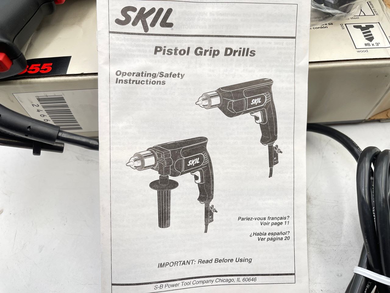 SKIL 1/2″ & 3/8″ Reversing Corded Drill Set of 2 New