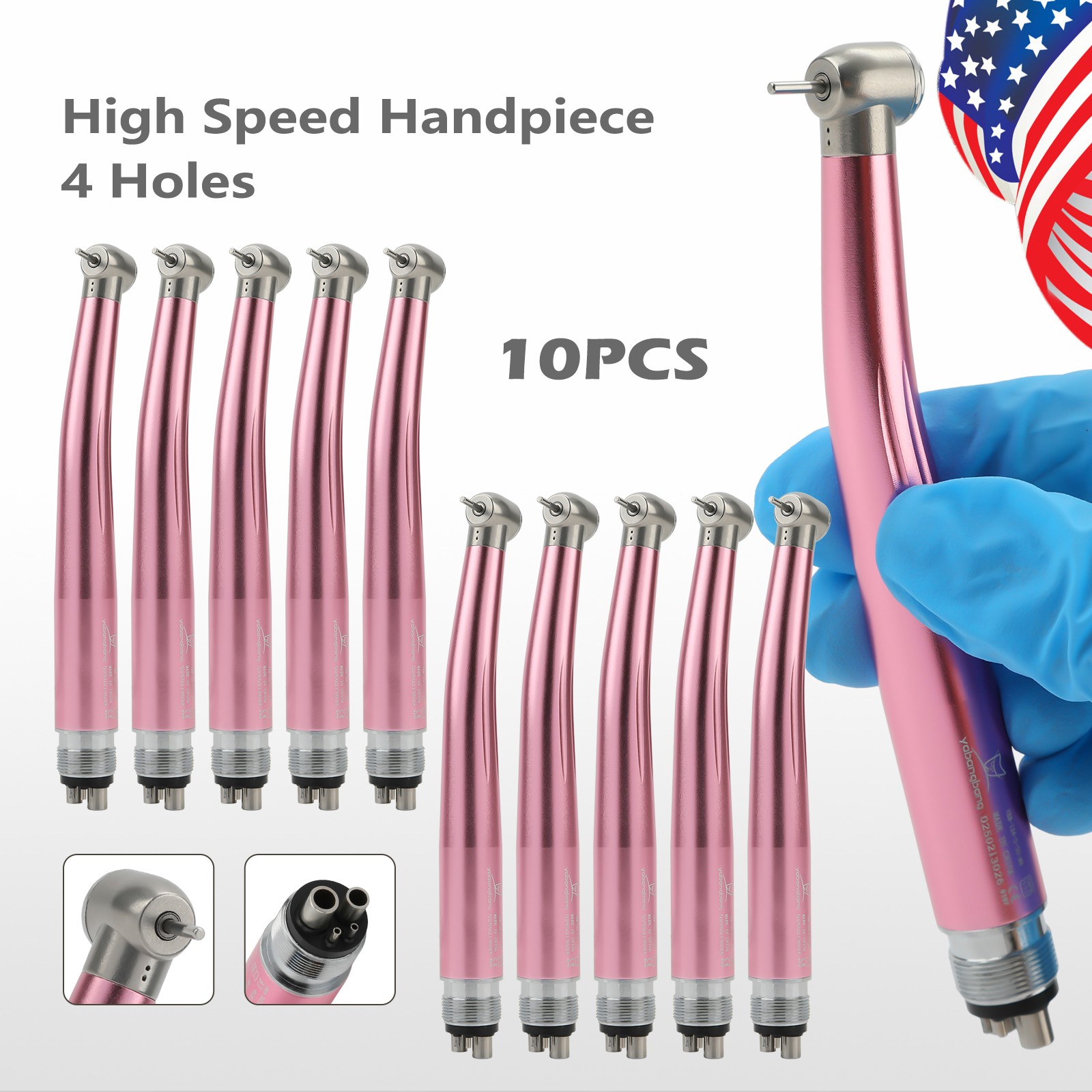 US NSK Dental High Speed Handpiece Air Turbine Anti-retraction 4 Hole Colorful