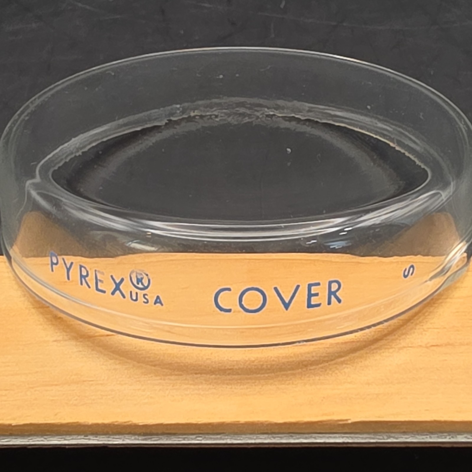 Vintage Corning Pyrex 100mm Glass Petri Dish Cover Only Blue Lettering 3160-101C