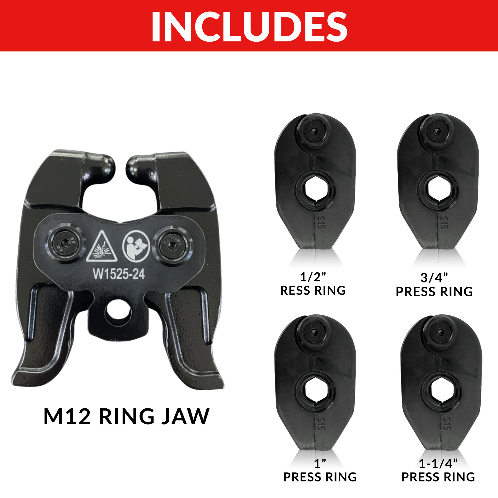 Rotatable Jaw For Milwaukee 2473 M12 Press Ring 1/2″ 3/4″ 1″