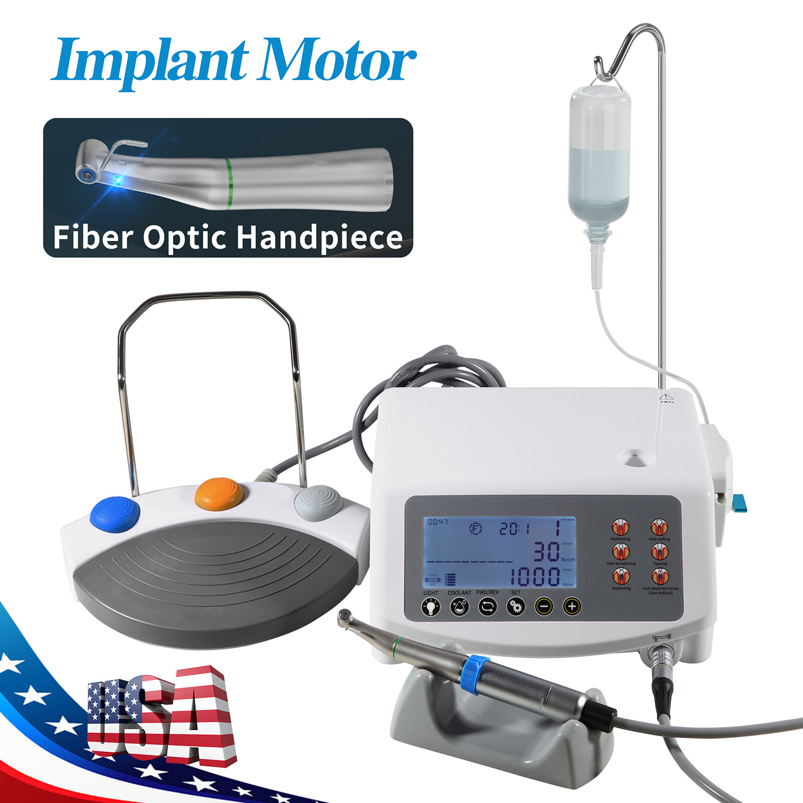 Dental Implant Motor System Brushless 20:1 Surgical Handpiece Contra Angle UPS
