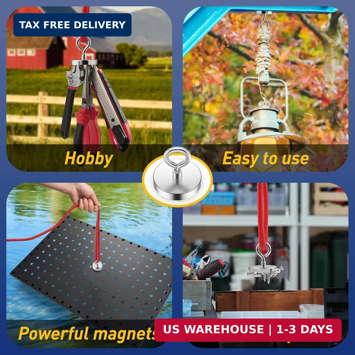 Strong Magnet, 150 lbs (68 KG) Pulling Power Fishing Magnet, Strong Magnets Heav
