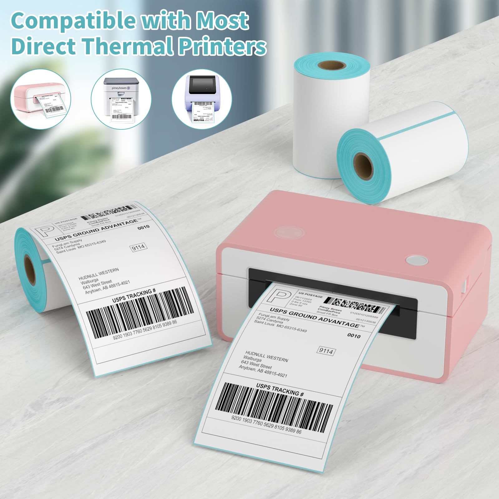 2 Rolls 4×6 Direct Thermal Printer Labels 500 Labels with Zebra, Rollo Label …