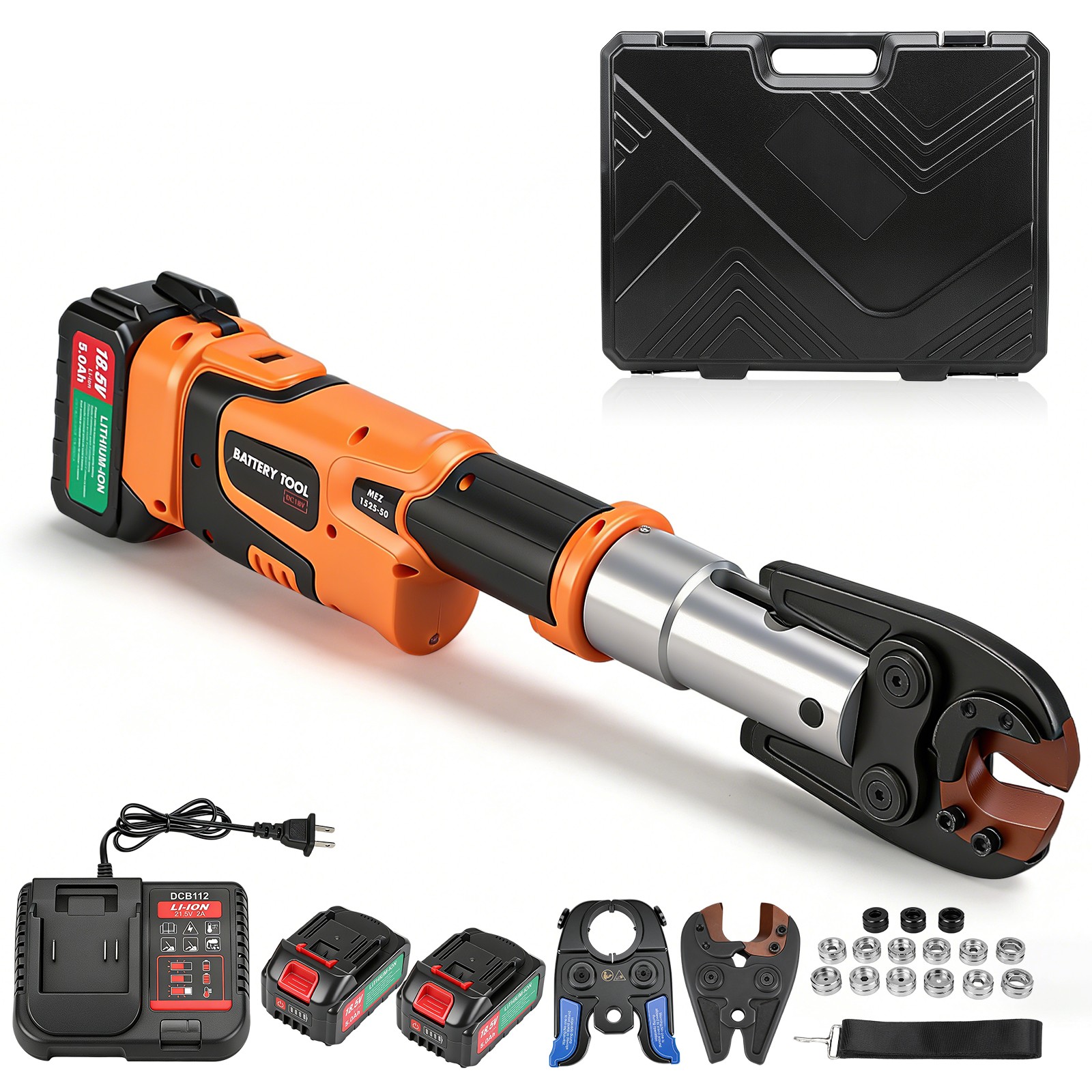 Copper Pro Press Tool Pipe Crimping Kit Press Tool Battery Kit 1/2″ 3/4″ 1″ Jaw