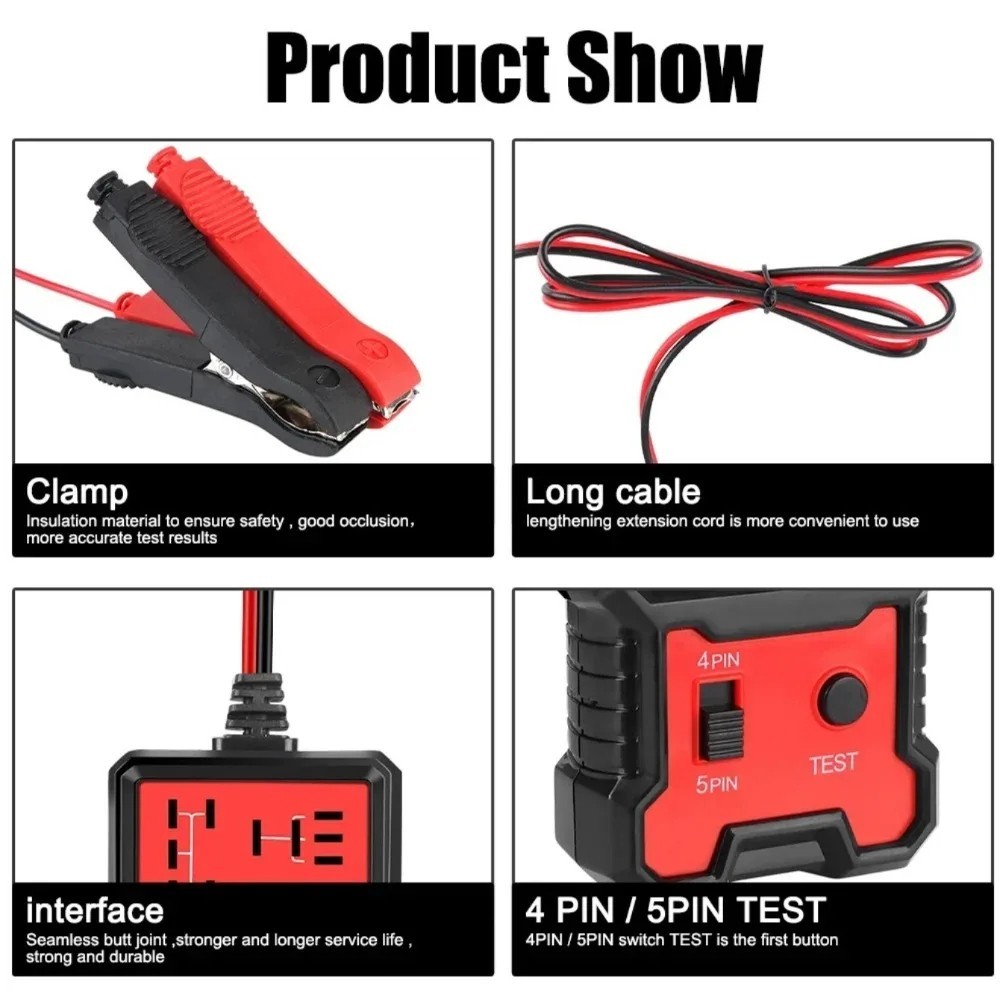 12V Automotive Relay Tester 4/5 Pin LED Car Diagnostic Relay Testing Tool