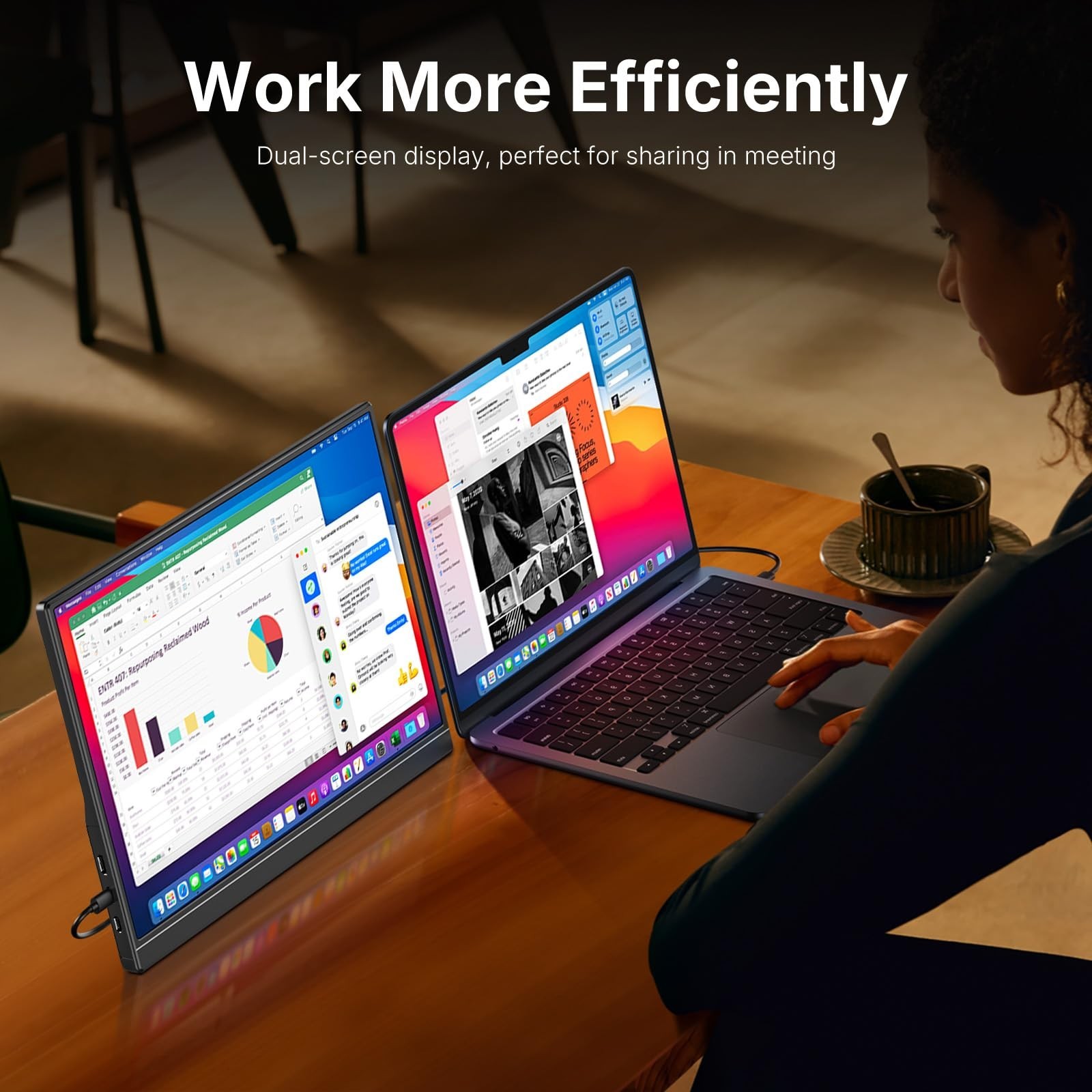 WGK Portable Monitor 15.6-inch 1080P USB-C HDMI Ultra Slim Travel Monitor wit…