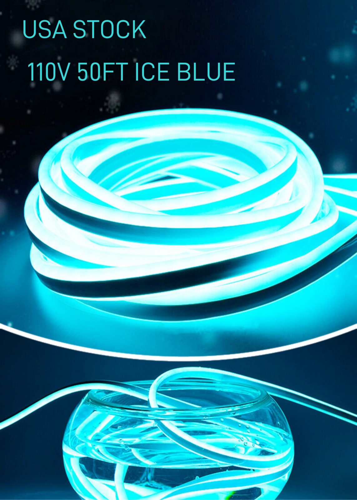 Ice Blue 110V LED Neon Light Strip Lamp For Home Garden Wedding Party DIY Decor