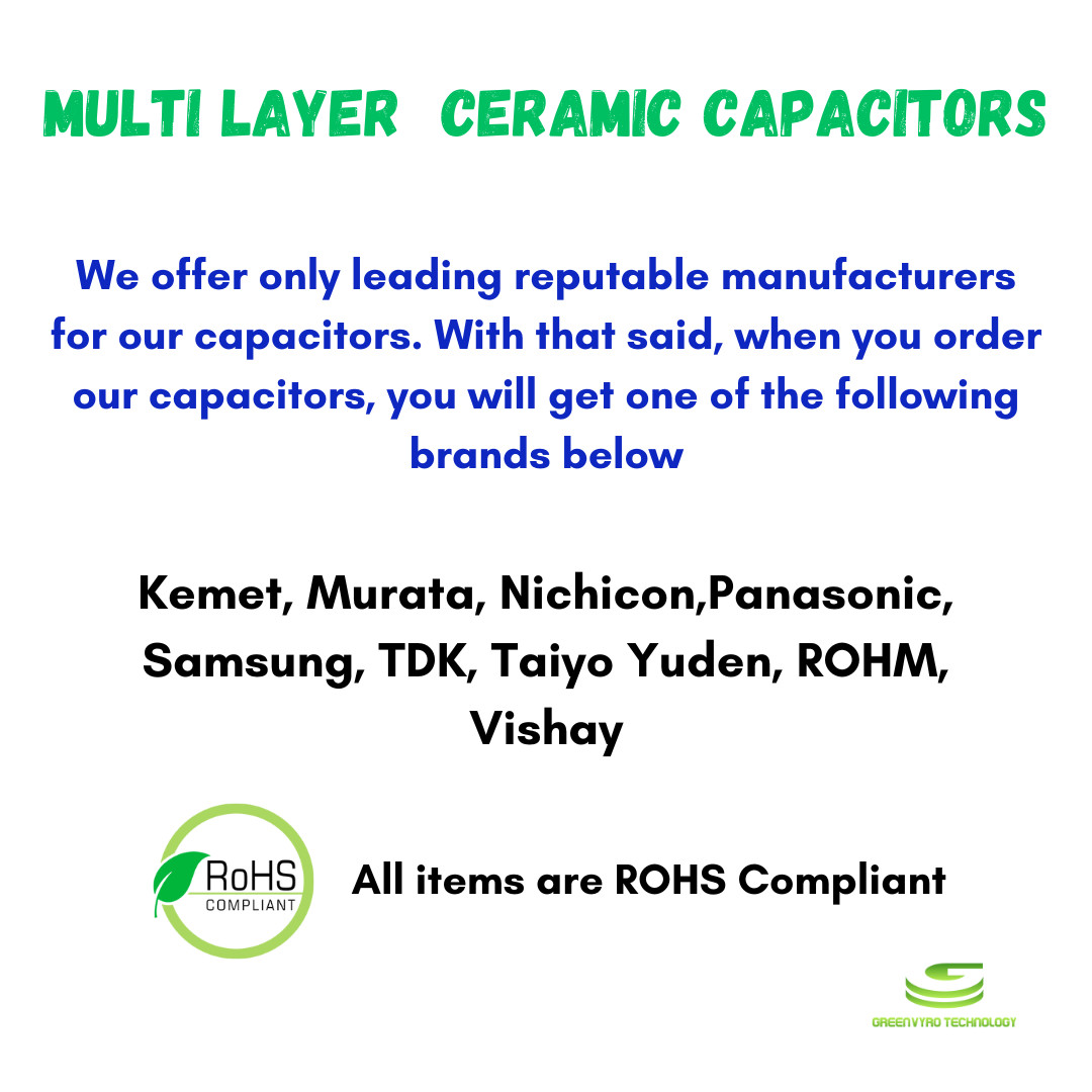 50pcs, SMD (MLCC) Ceramic Capacitor, 0402, 0603, 0805, 1206, 1210, X5R, X7R, Y5V