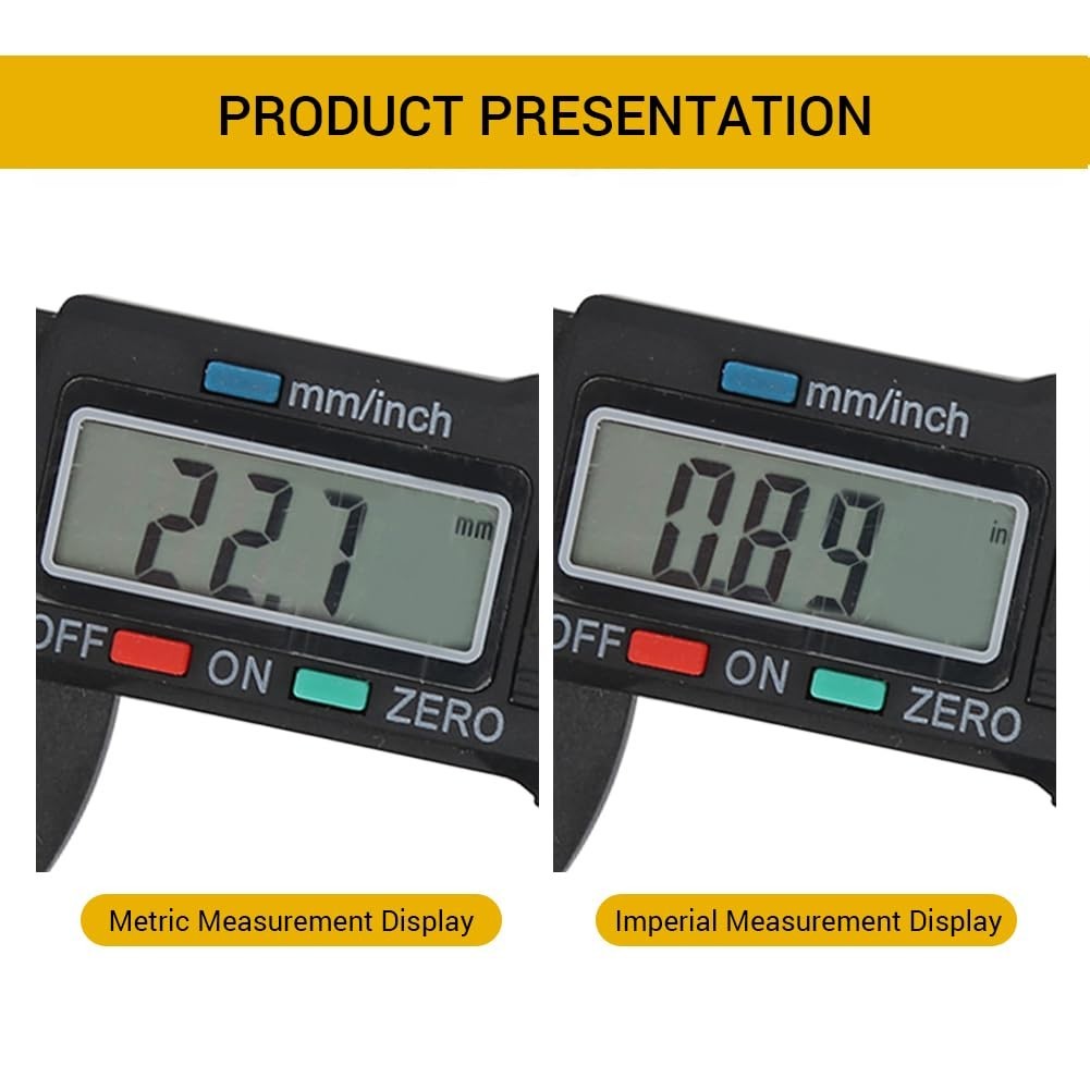 Electronic Digital Display Caliper, 0‑100mm/ 4in Lightweight Carbon Fiber Com…