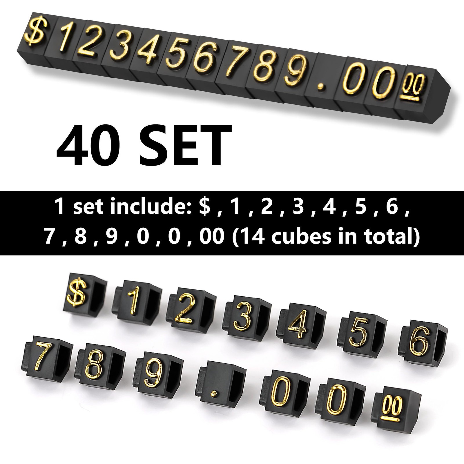 40 Sets Price Display Cube Adjustable Removable Mini Tag Number Letter Dollar…