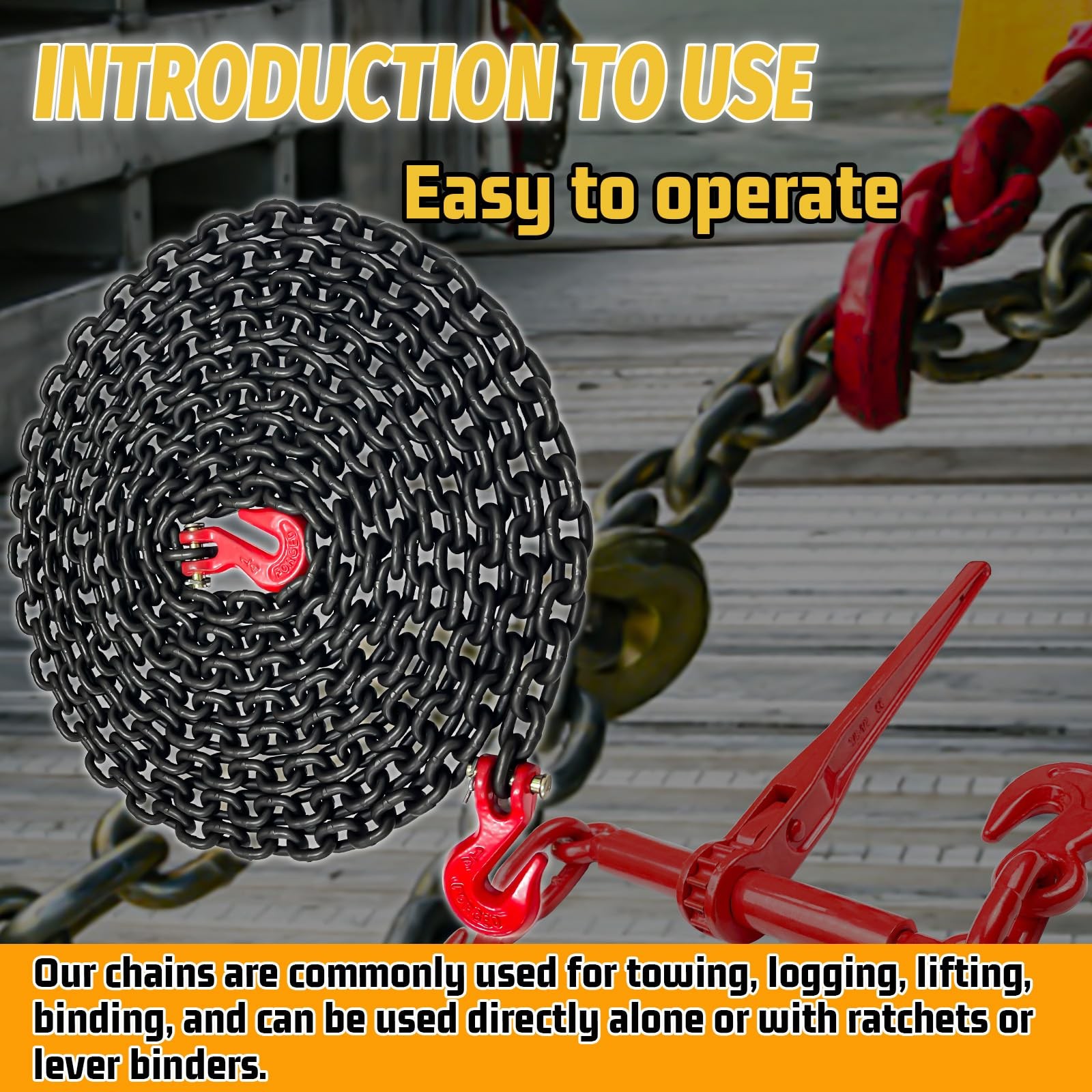 G80 Transport Binder Chain|1/4″—20 Ft Heavy Duty Chain Wll 3300 Lbs Break Streng
