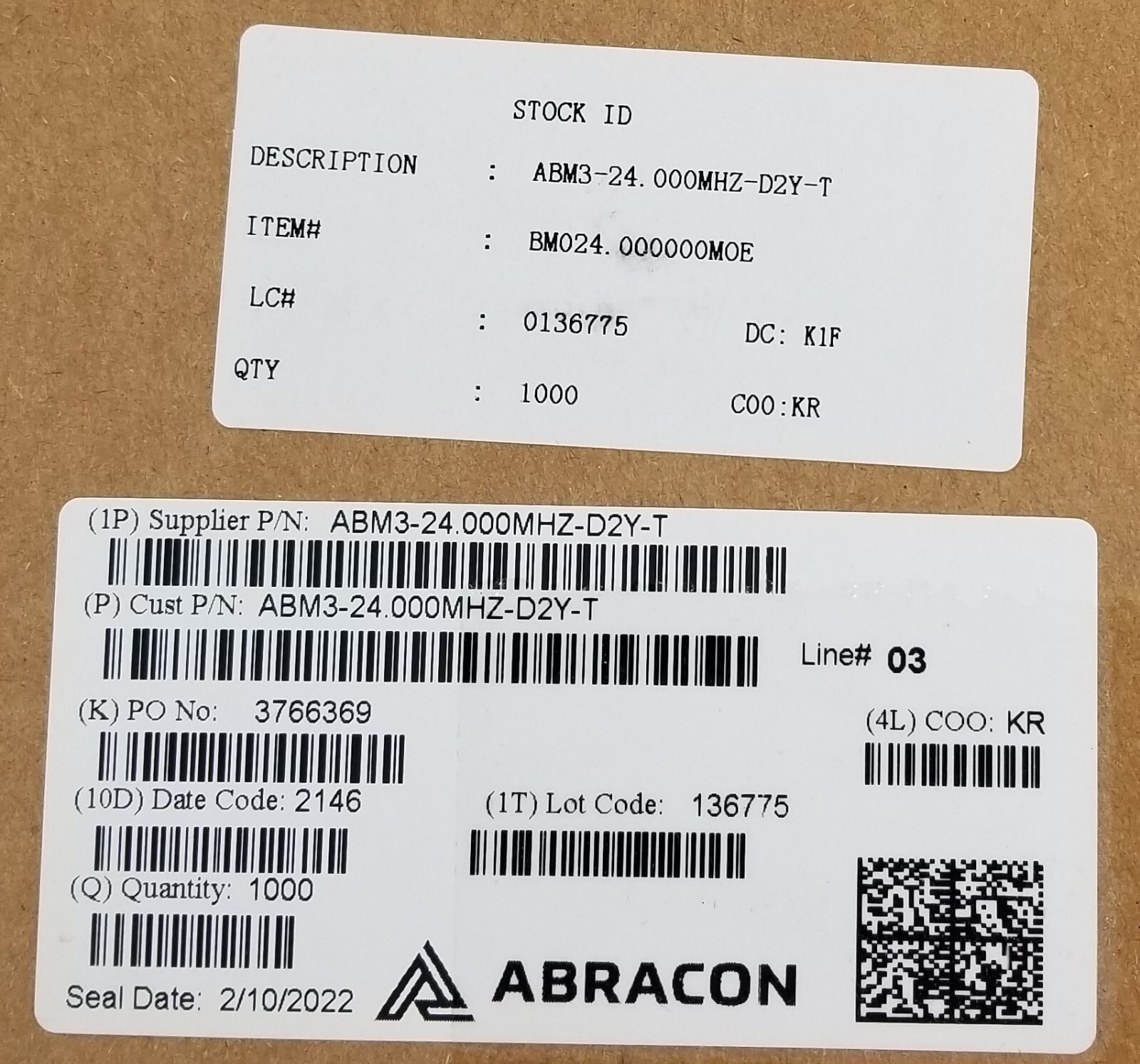 1000 ABM3-24.000MHZ-D2Y-T ABRACON Crystal 24.0Mhz 18pF 30ohm SMD SMT FREE SHIP!