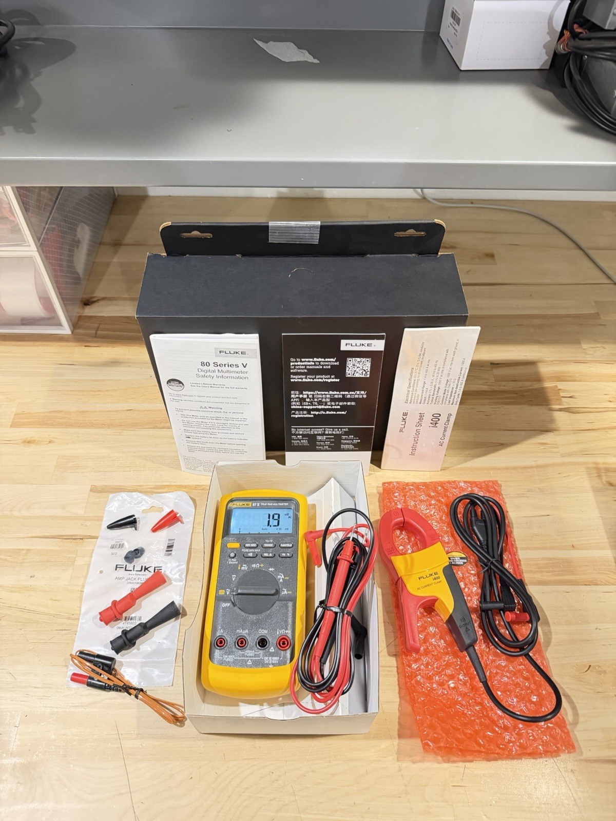 FLUKE 87V/IMSK INDUSTRIAL MULTIMETER SERVICE KIT W/ i400 AC CURRENT CLAMP