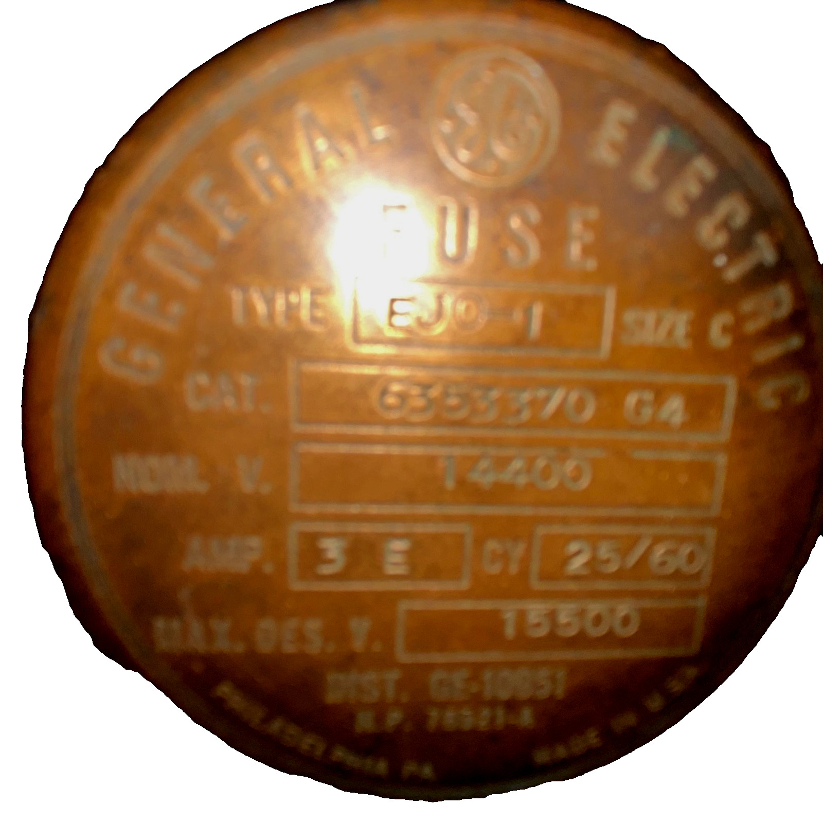 Huge Fuse GENERAL ELECTRIC EJ0-1, MAX KV: 15.5, AMP: 30E, MODEL: 9F62HDD030