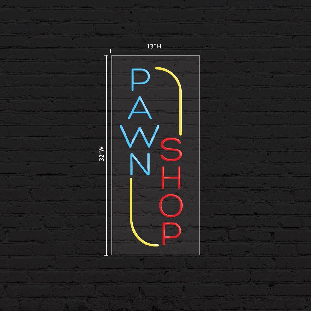 Pawn Shop Sign for Business Displays | LED Flex Neon | 13″W x 32″H x 1″D