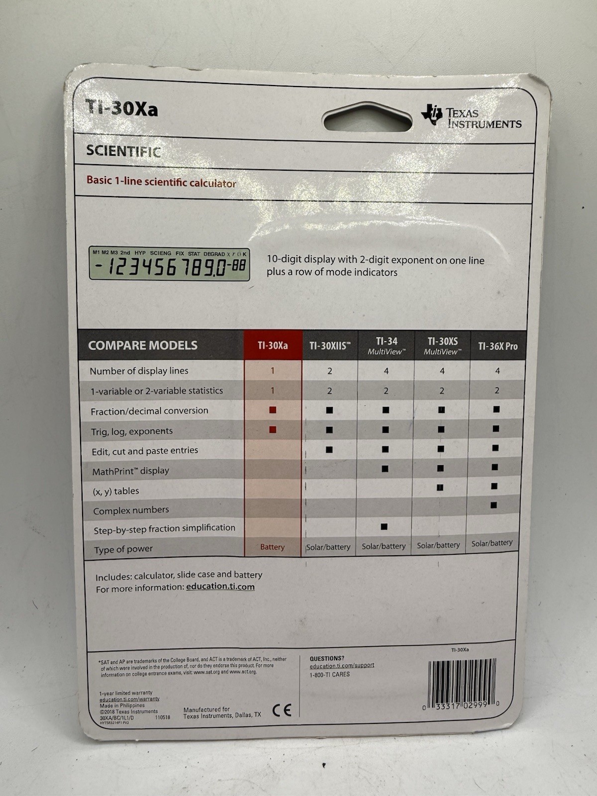 Texas Instruments TI-30Xa Scientific Calculator : BRAND NEW