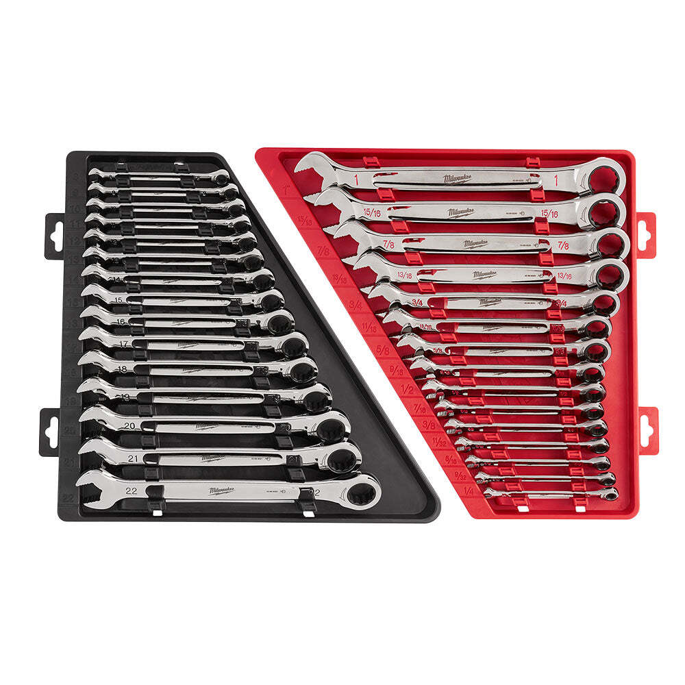 Milwaukee 48-22-9416P Ratcheting Combination Wrench SAE / Metric Set – 30 PC